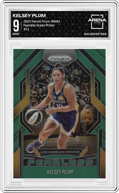 2025 Panini Prizm WNBA Fearless Kelsey Plum Green Prizm #11 ARENA CLUB 9