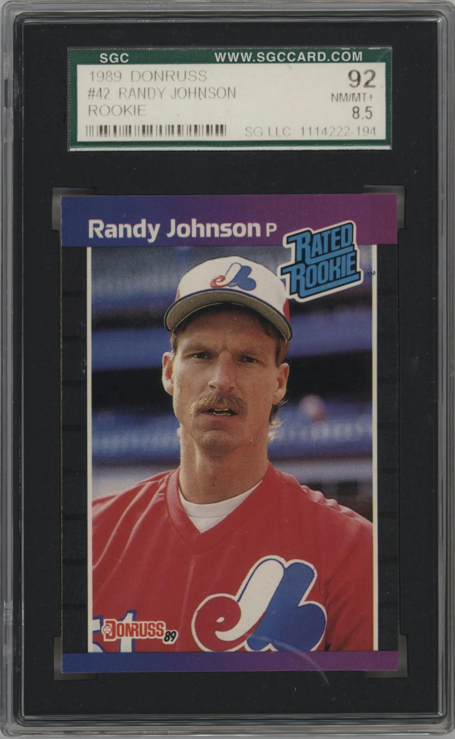 1989 Donruss Rated Rookie Randy Johnson #42 SGC 8.5
