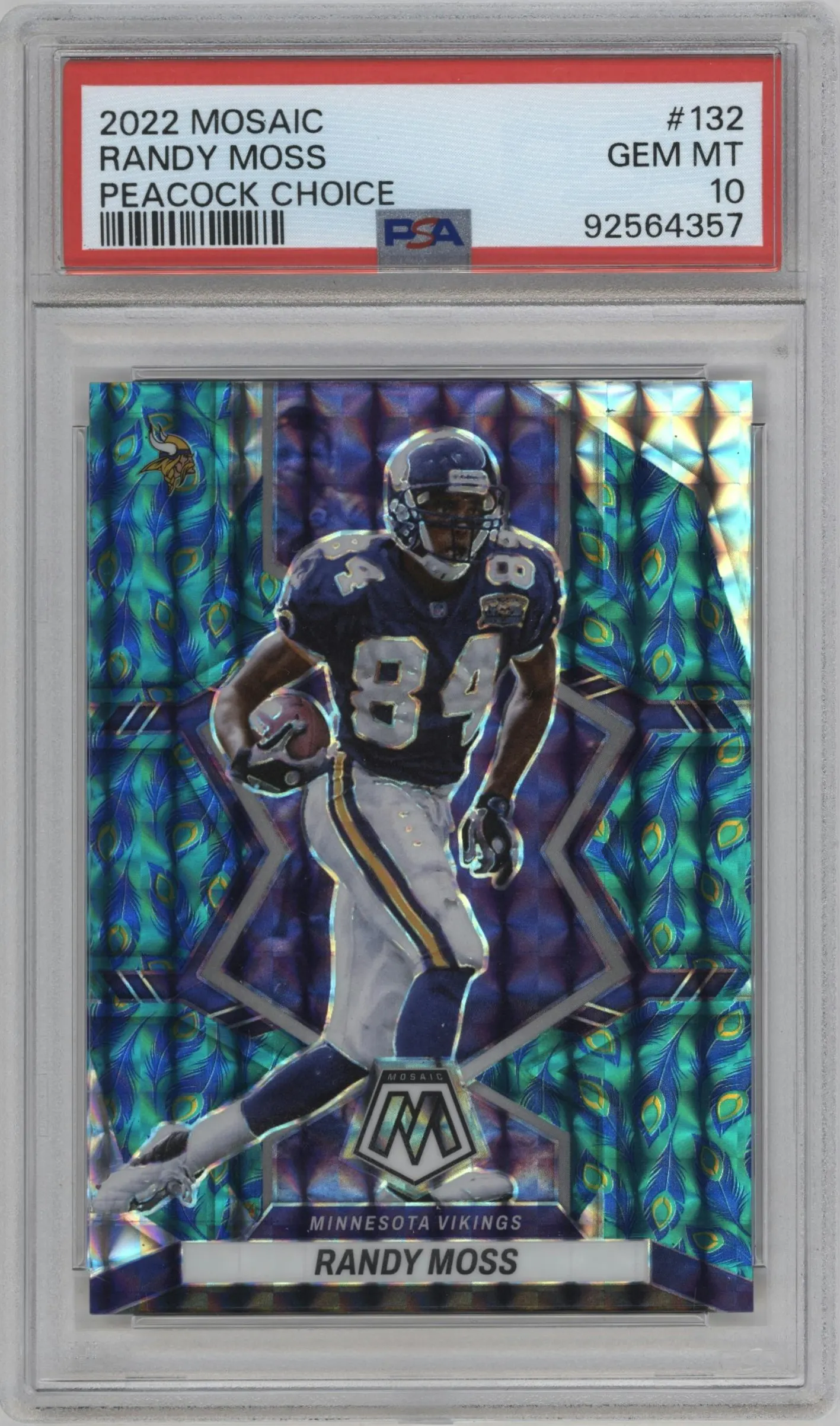 2022 Panini Mosaic Randy Moss Choice Peacock #132 PSA 10