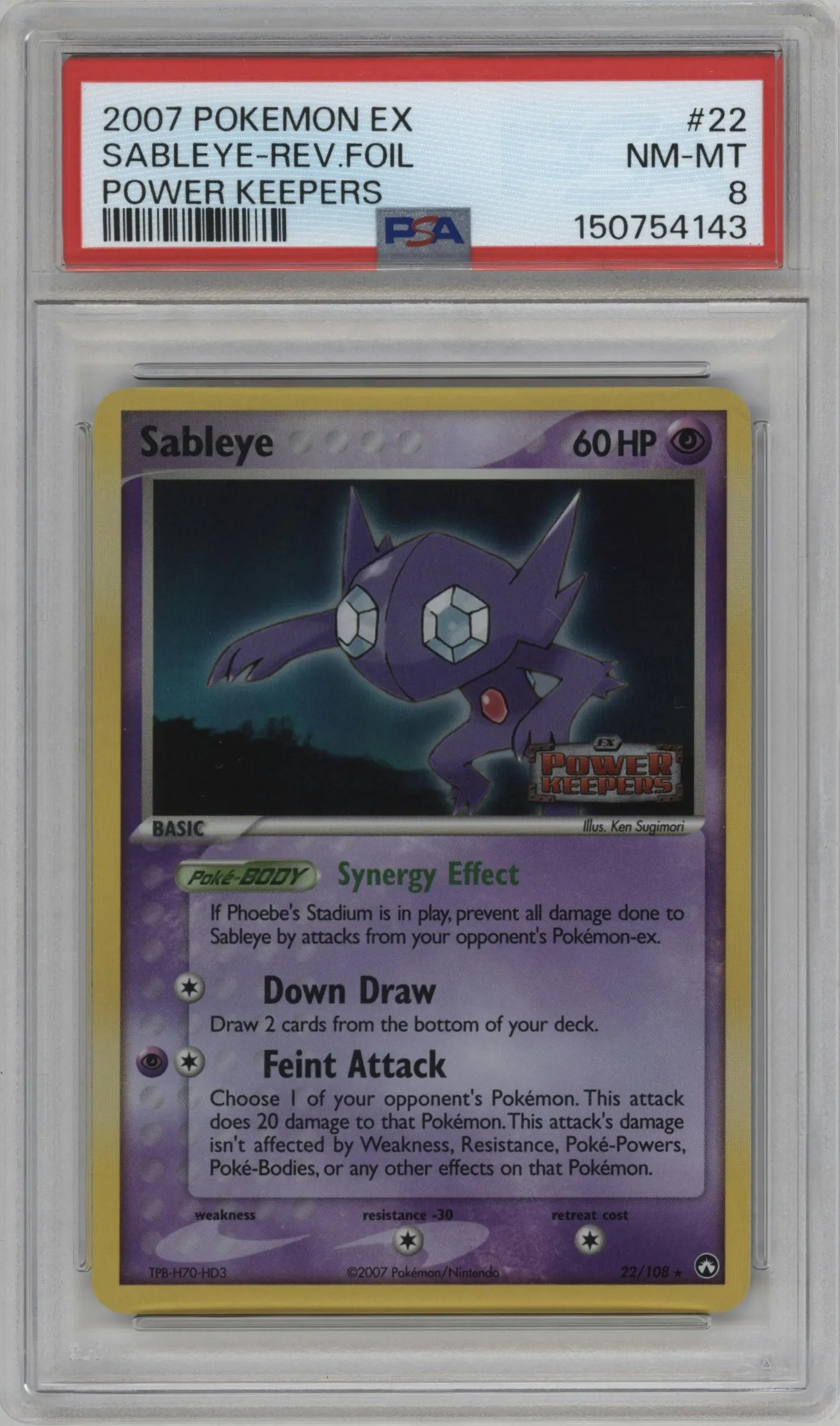 2007 Pokemon EX Power Keepers Sableye #22 PSA 8