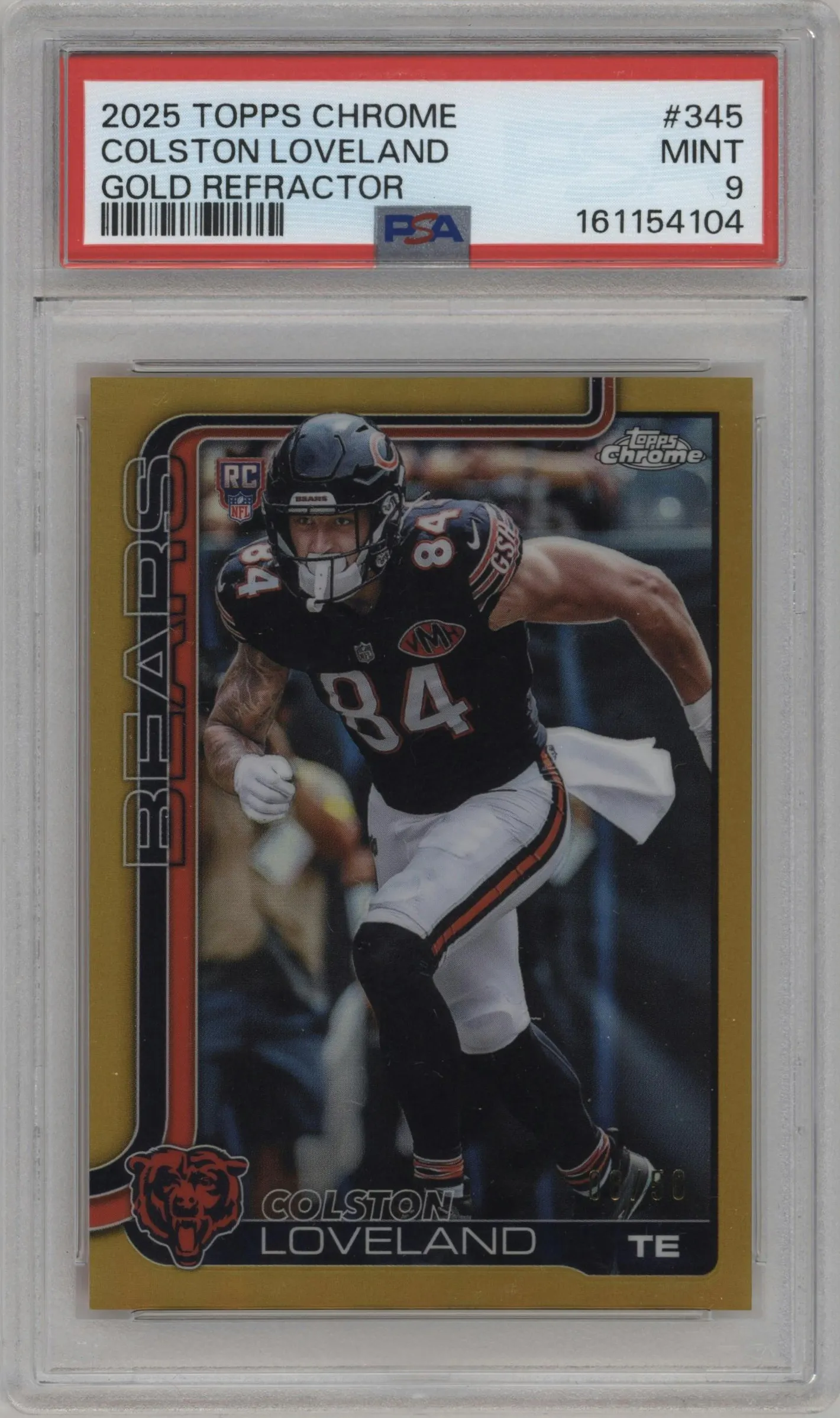 2025 Topps Chrome Colston Loveland Gold Refractor #345 PSA 9