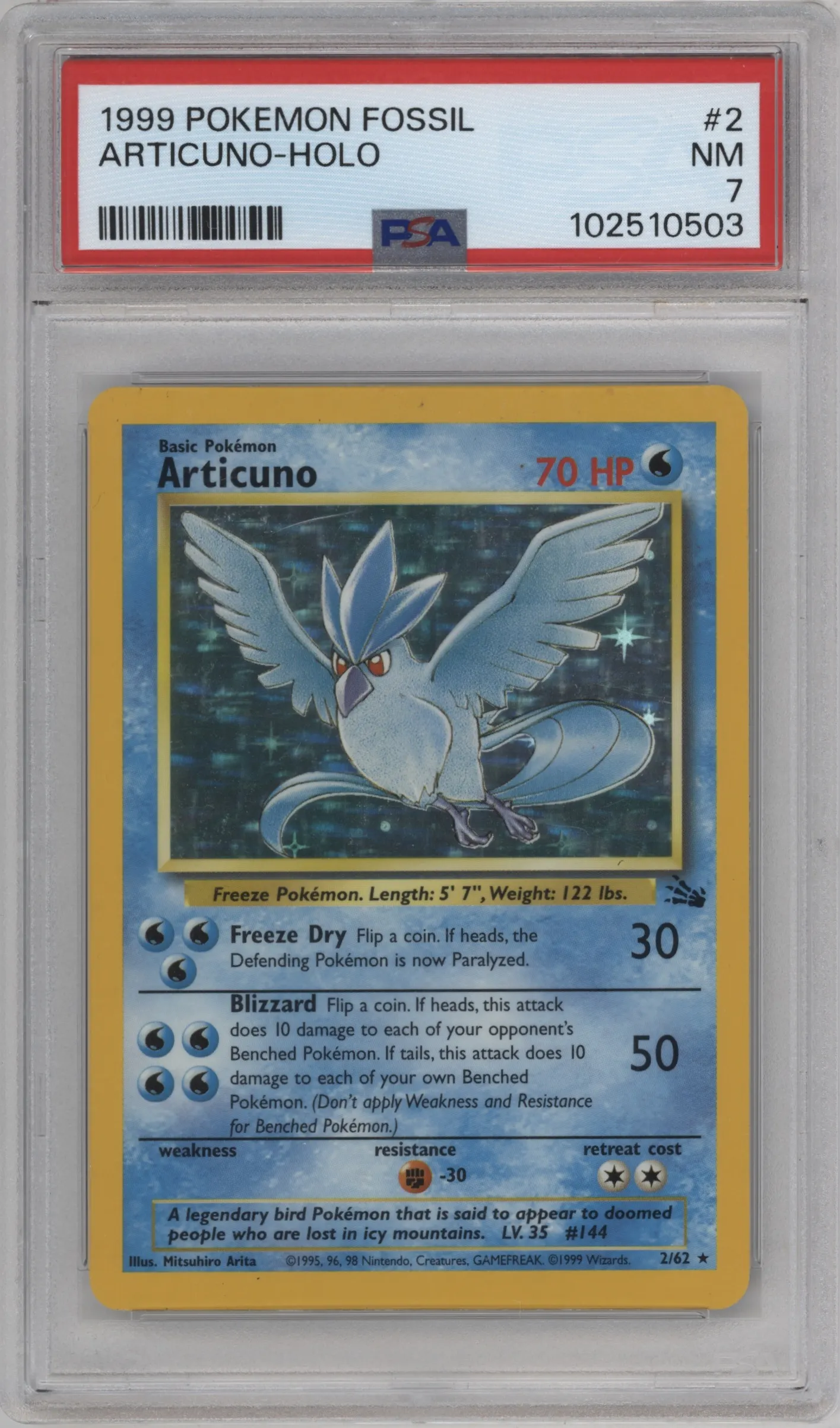 1999 Pokemon Fossil Articuno #2 PSA 7
