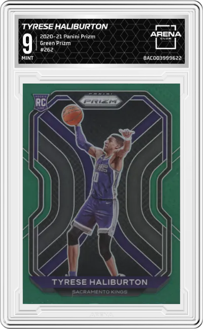 2020 Panini Prizm Tyrese Haliburton Green Prizm #262 ARENA CLUB 9