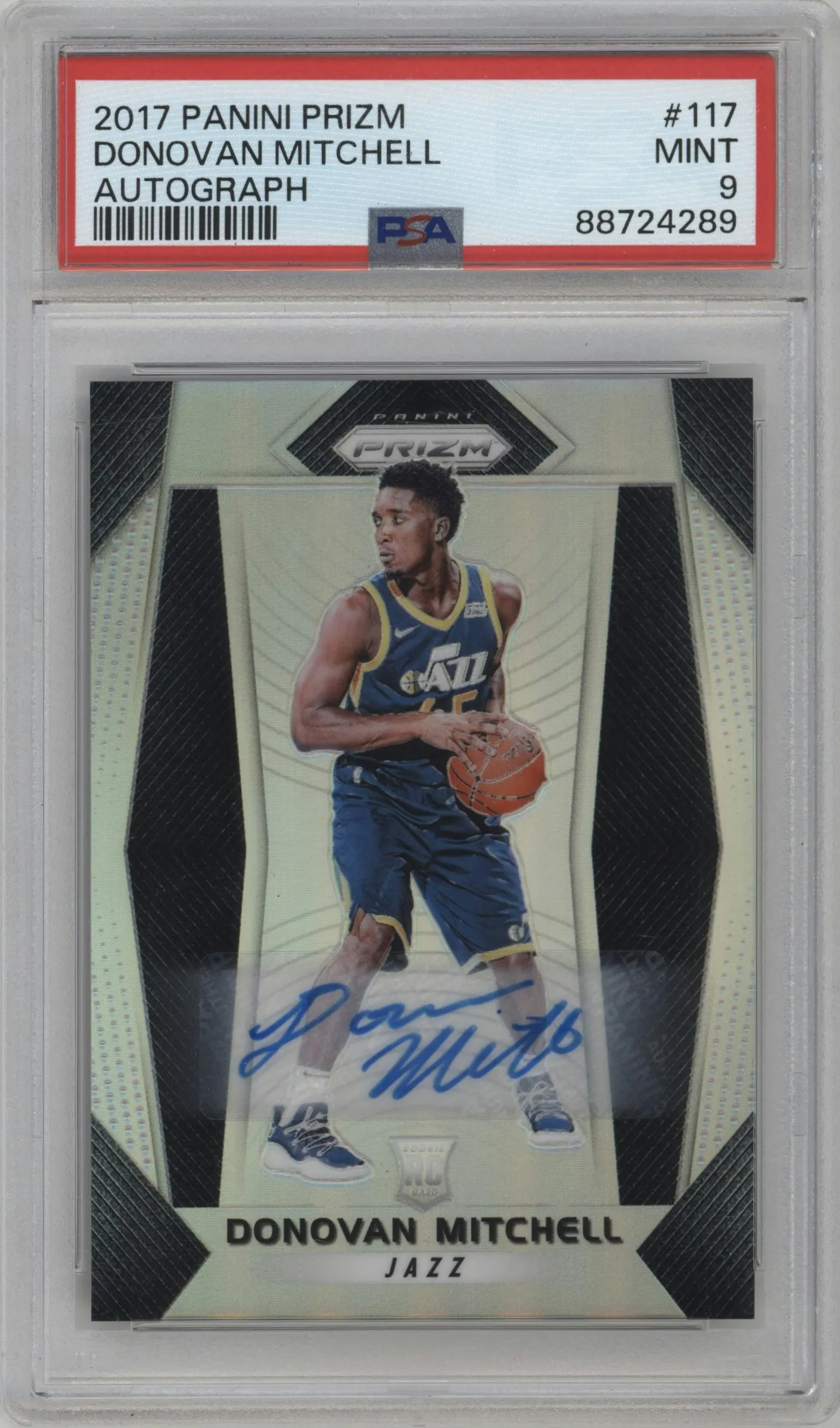 2017 Panini Prizm Auto Donovan Mitchell #117 PSA 9