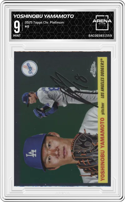 2025 Topps Chrome Platinum Yoshinobu Yamamoto #8 ARENA CLUB 9