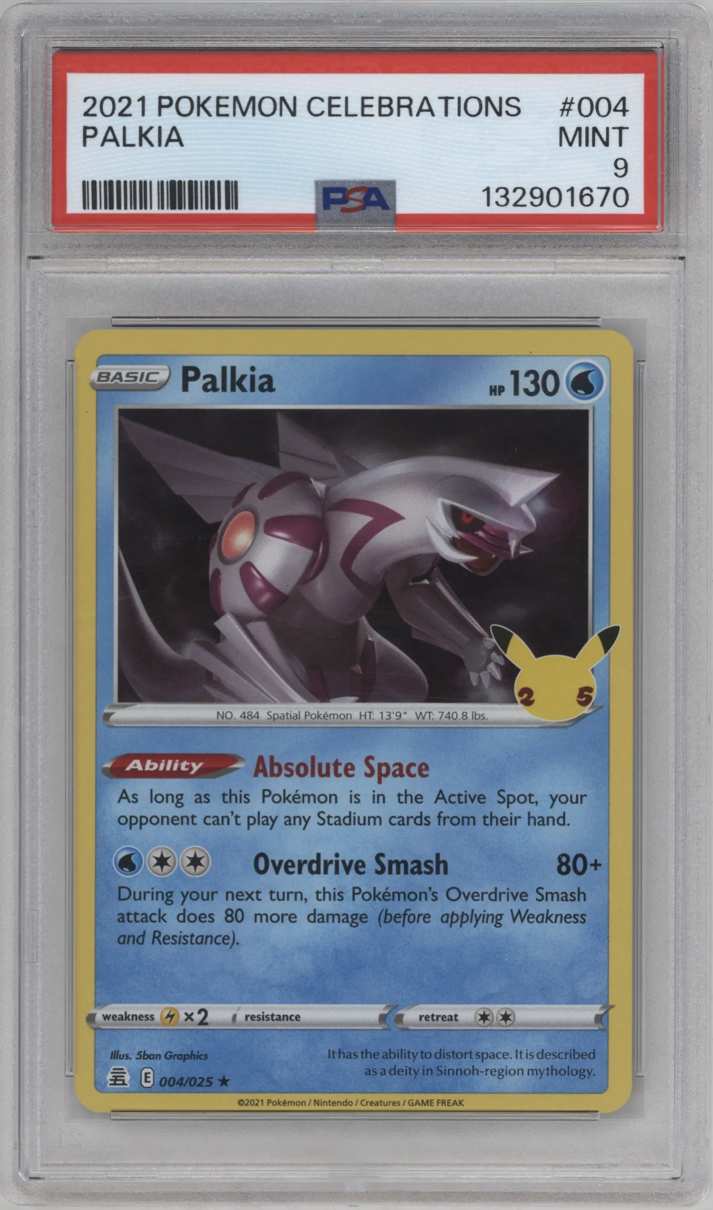 2021 Pokemon SWSH Celebrations Palkia #004 PSA 9