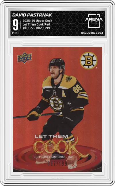 2025 Upper Deck Let Them Cook David Pastrnak Red #LTC-5 ARENA CLUB 9