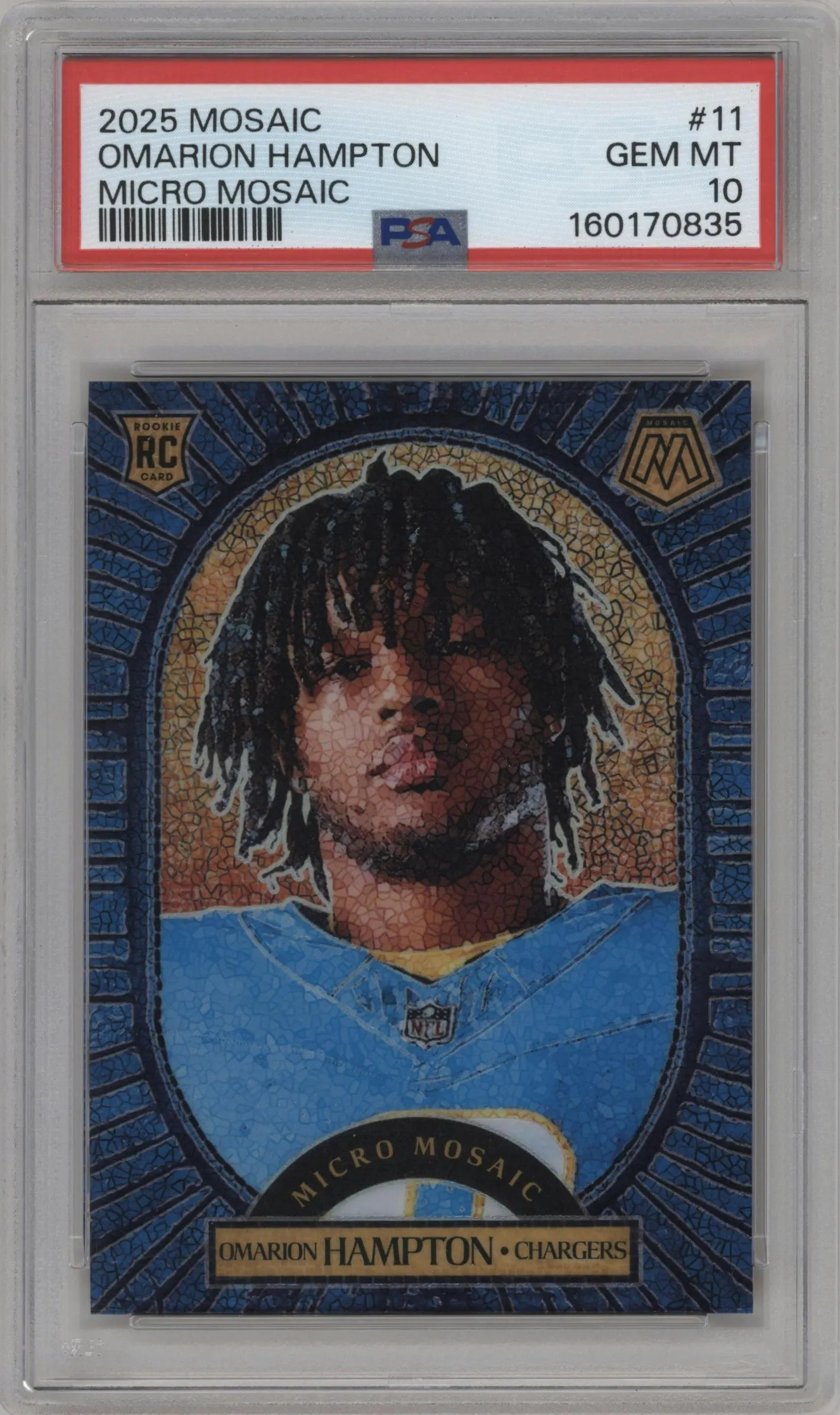 2025 Panini Mosaic Micro Mosaic Omarion Hampton PSA 10