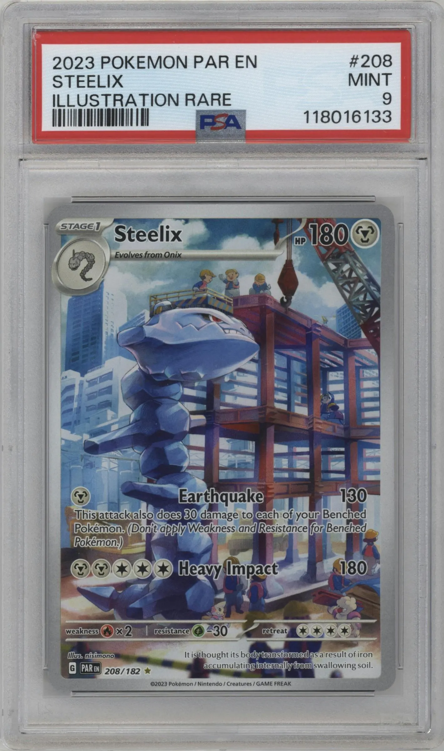 2023 Pokemon SV Paradox Rift Steelix #208 PSA 9