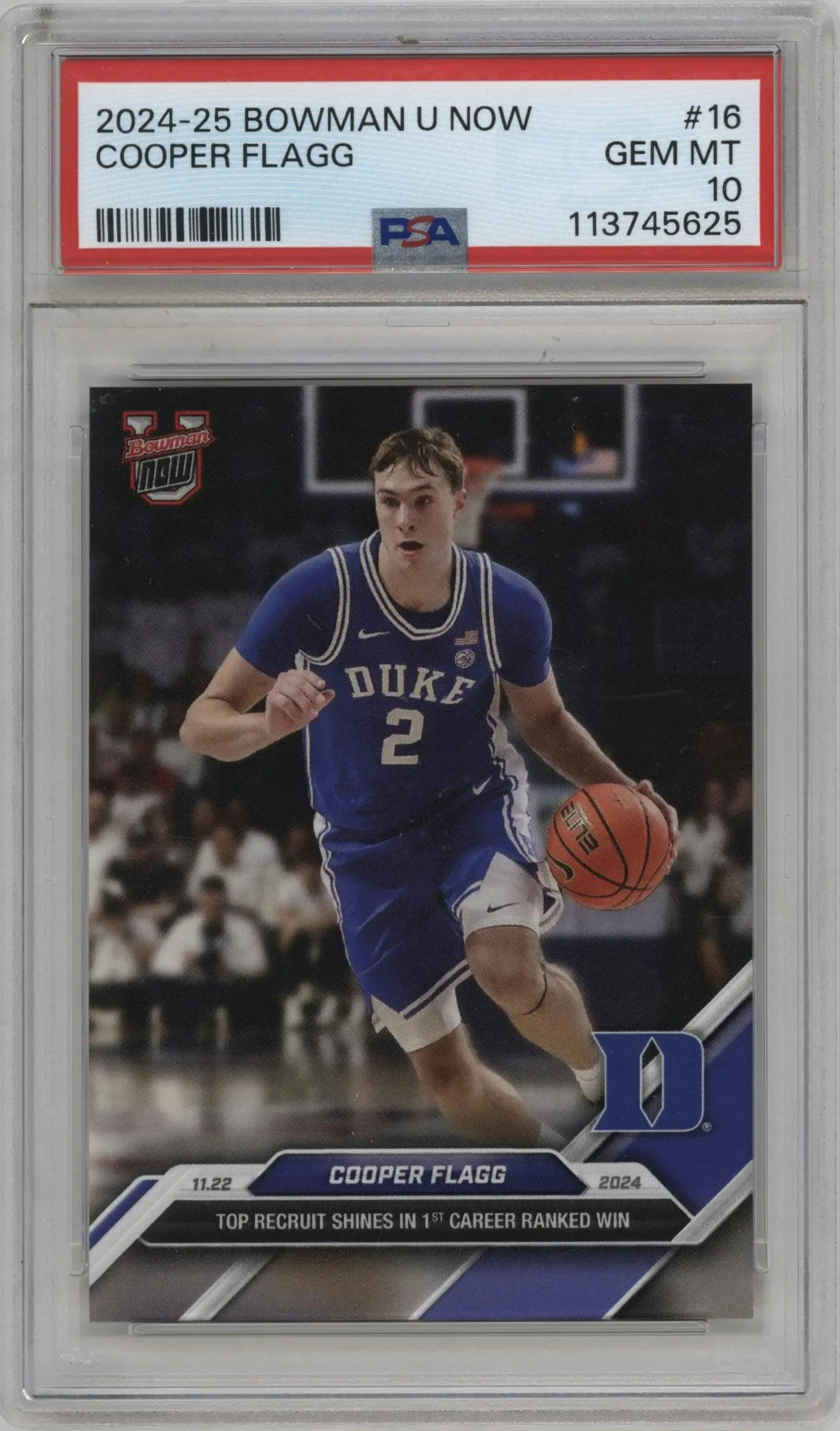 2024 Bowman U Now Cooper Flagg #16 PSA 10