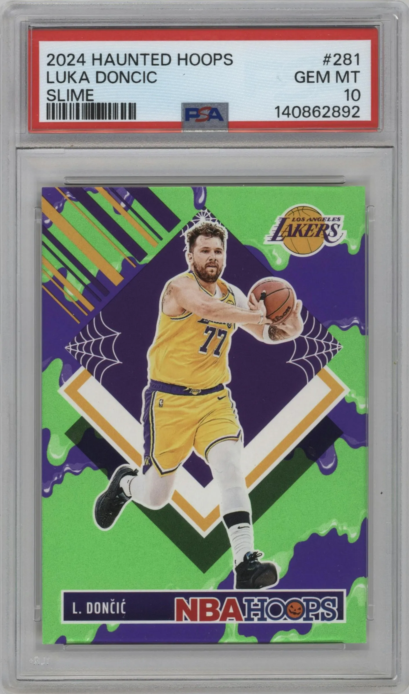 2024 Panini Haunted Hoops Luka Doncic Slime #281 PSA 10