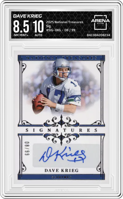 2025 Panini National Treasures Sig. Dave Krieg #SIG-DKG ARENA CLUB 8.5