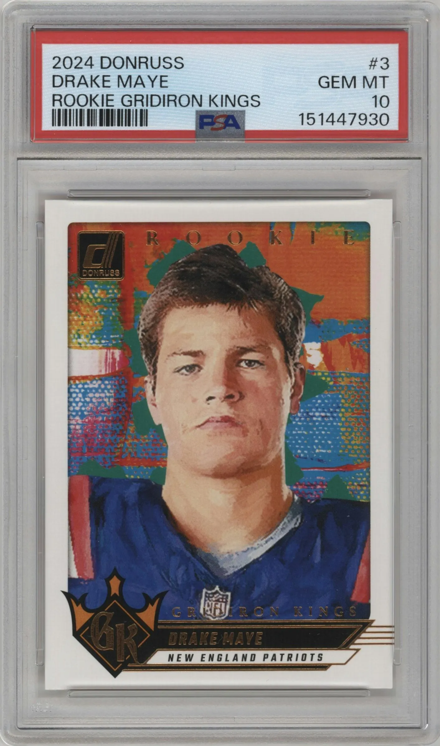 2024 Donruss Gridiron Kings Drake Maye #3 PSA 10