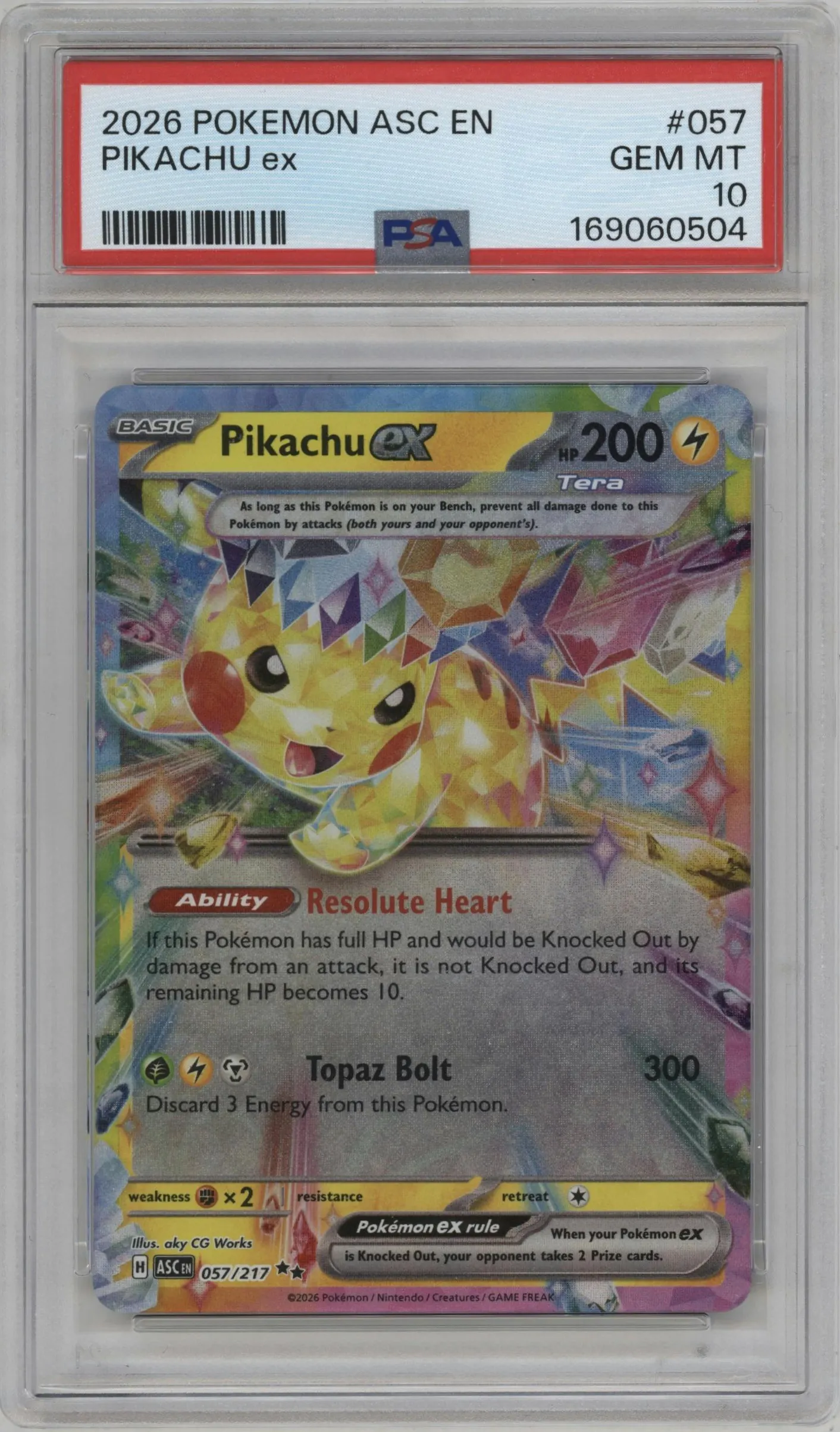 2026 Pokemon Mega Evolution Ascended Heroes Pikachu ex #057 PSA 10