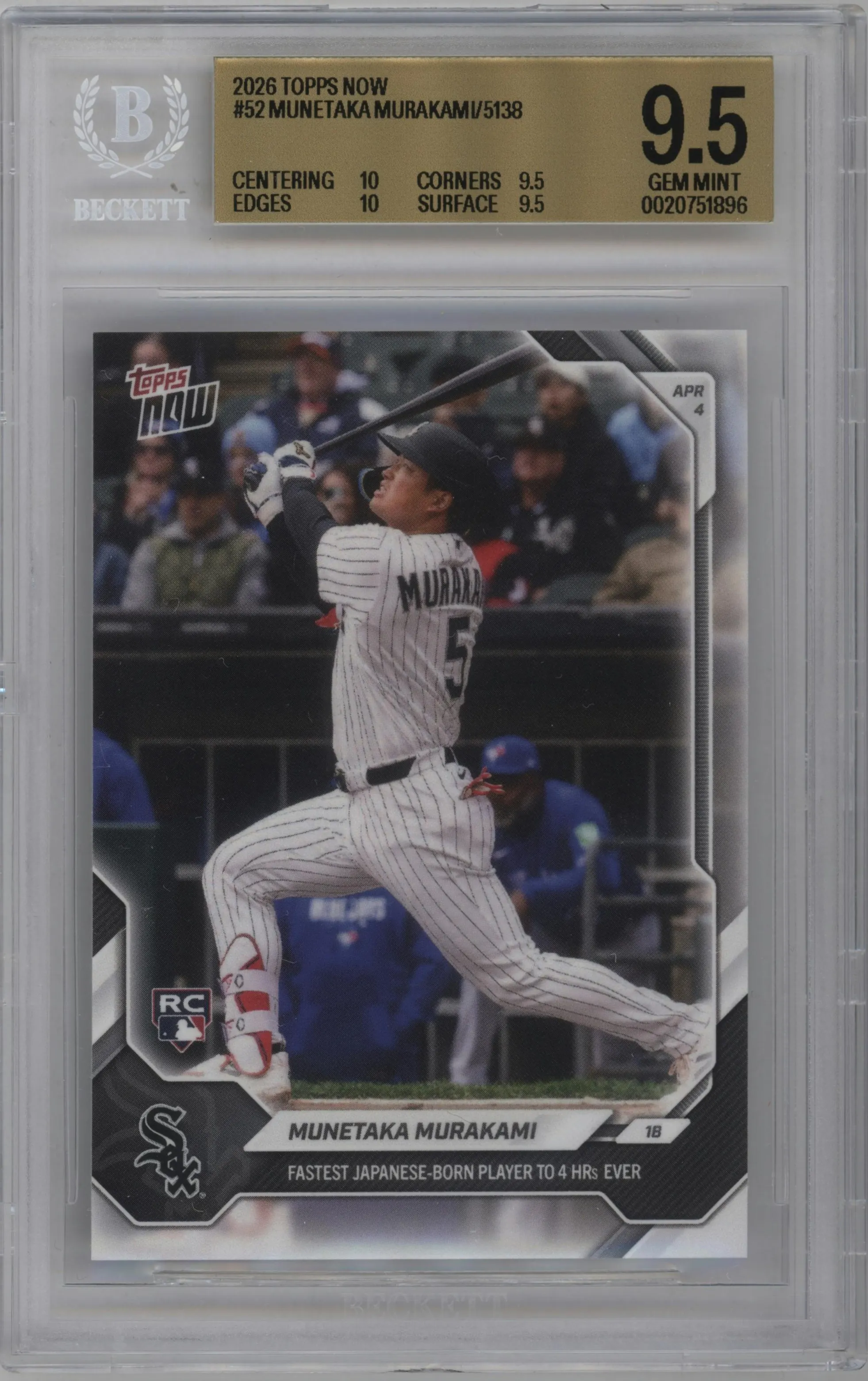 2026 Topps Now Munetaka Murakami #52 BGS 9.5