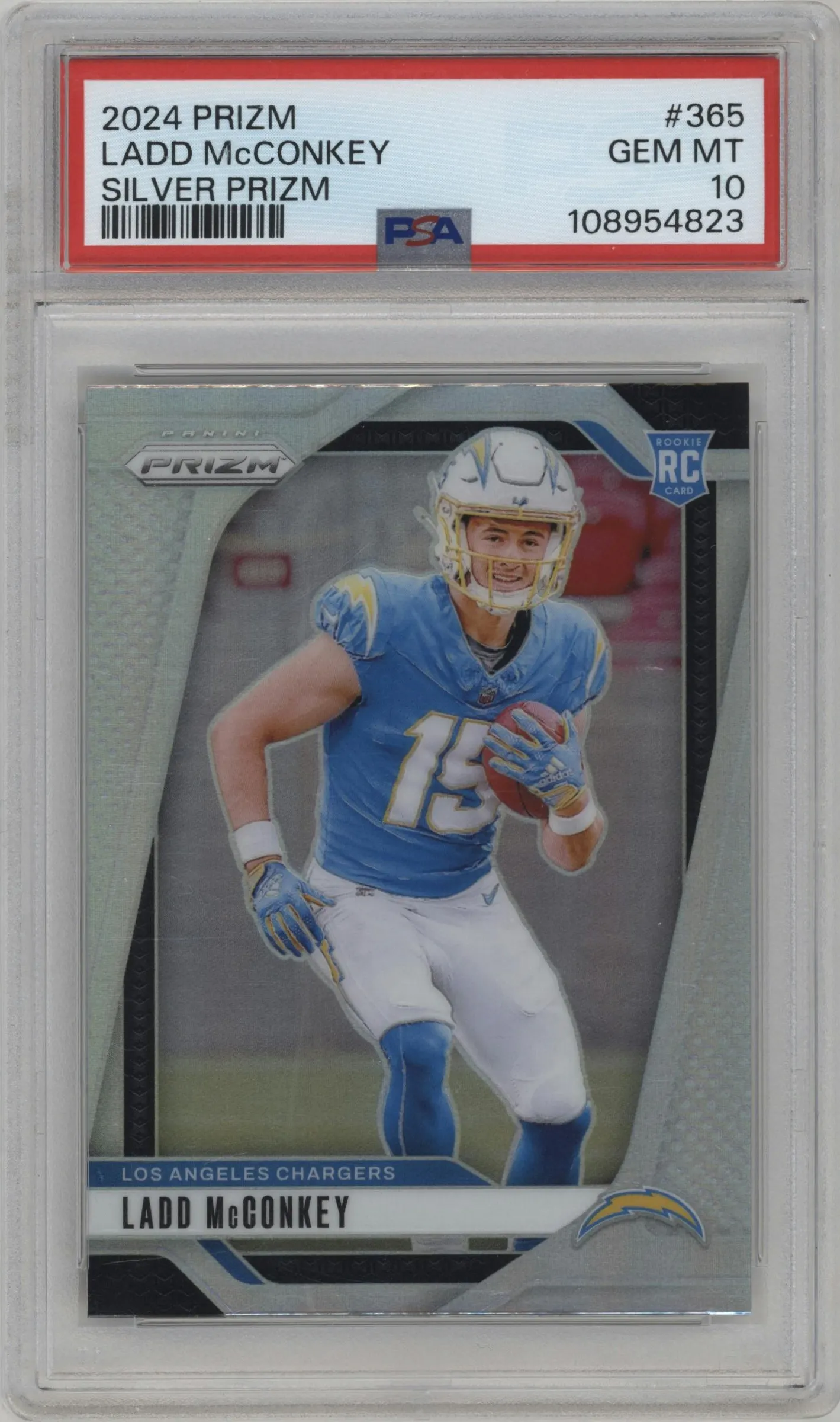 2024 Panini Prizm Ladd McConkey Silver Prizm #365 PSA 10
