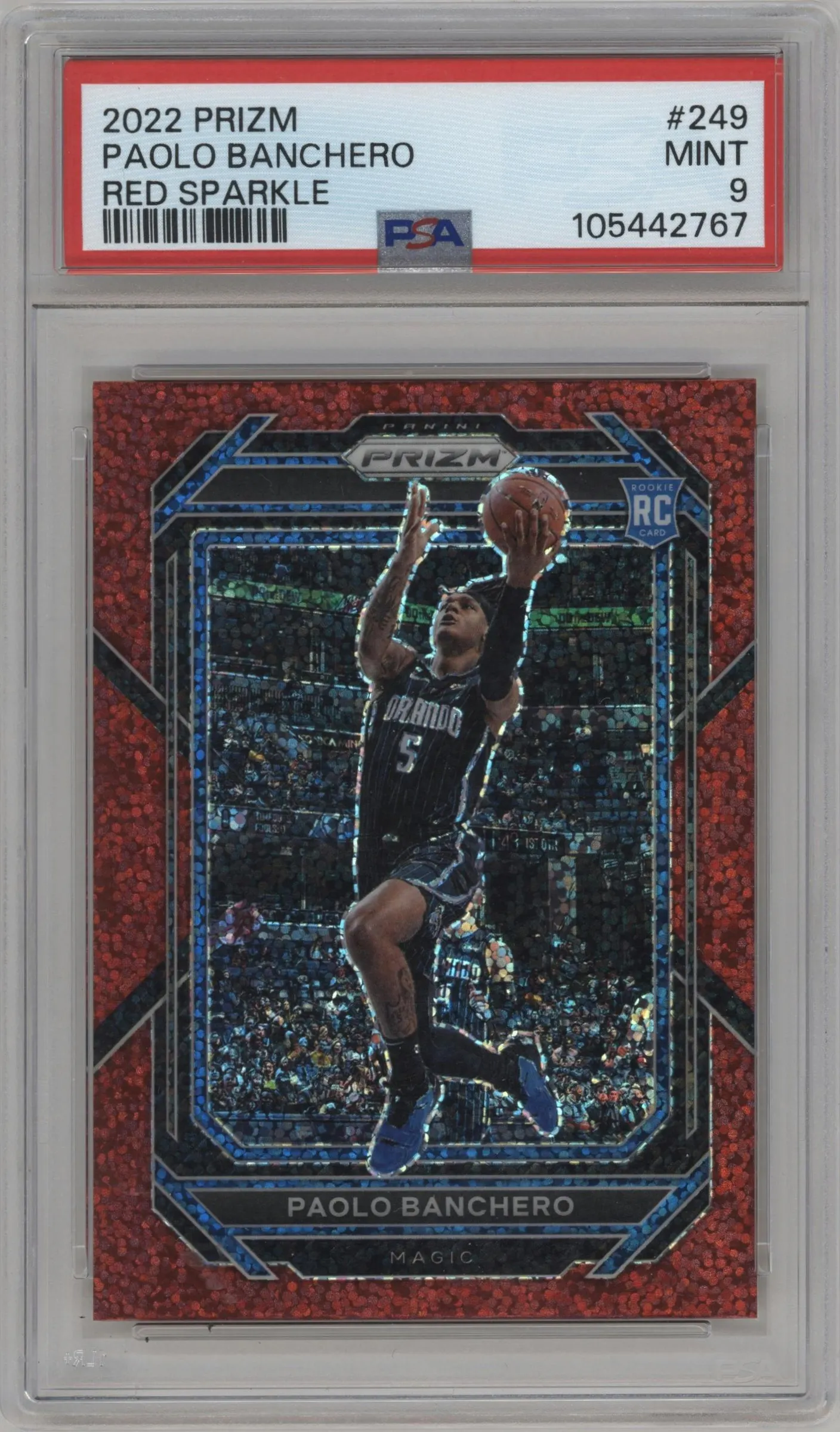 2022 Panini Prizm Paolo Banchero Red Sparkle #249 PSA 9