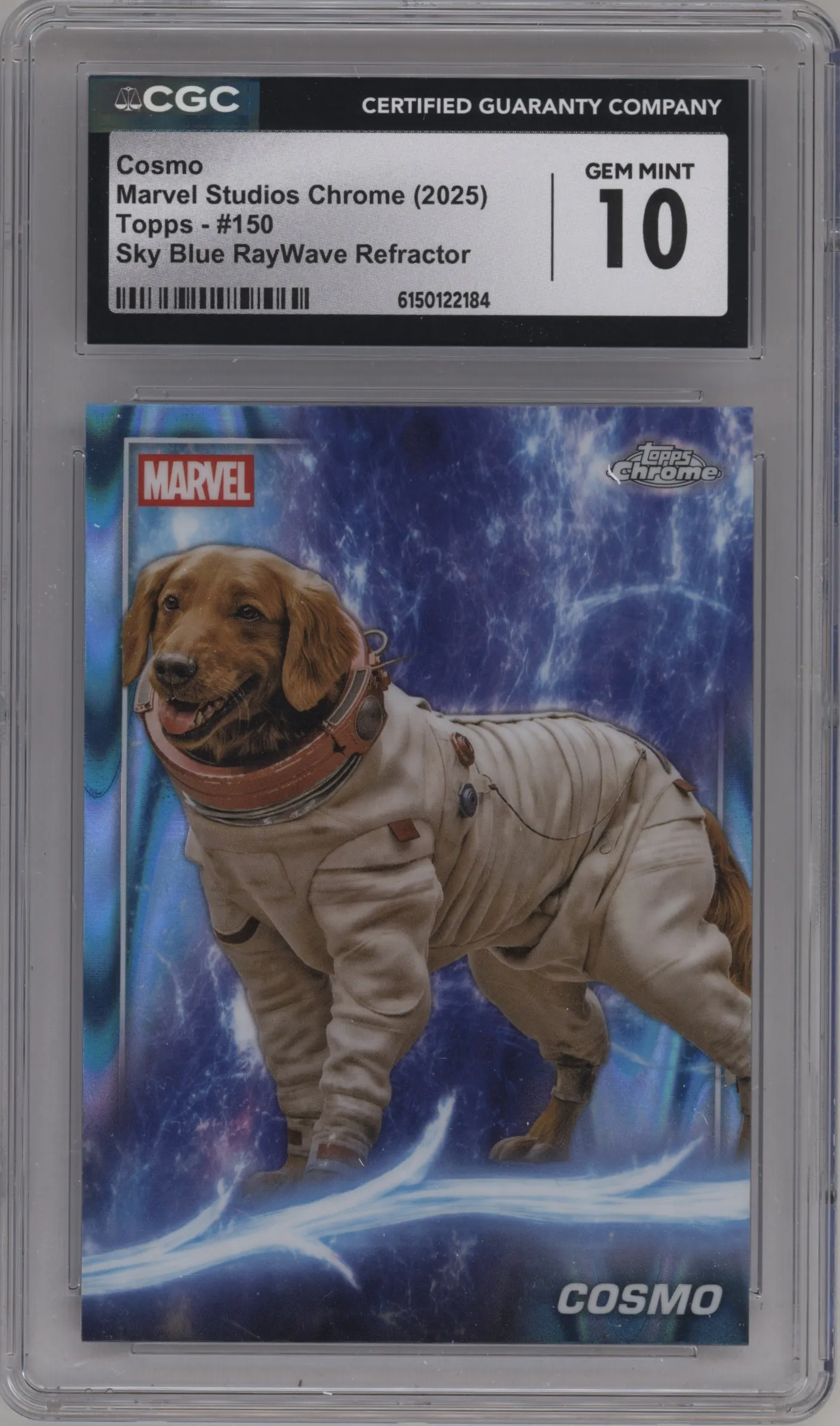2025 Topps Chrome Marvel Studios Cosmo Sky Blue RayWave Refractor CGC 10