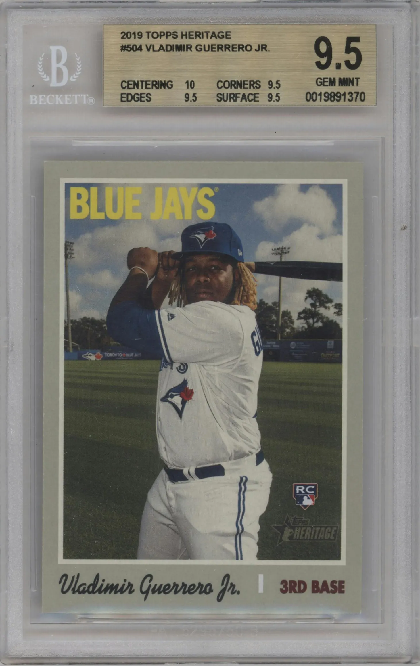 2019 Topps Heritage HN Vladimir Guerrero Jr. BGS 9.5