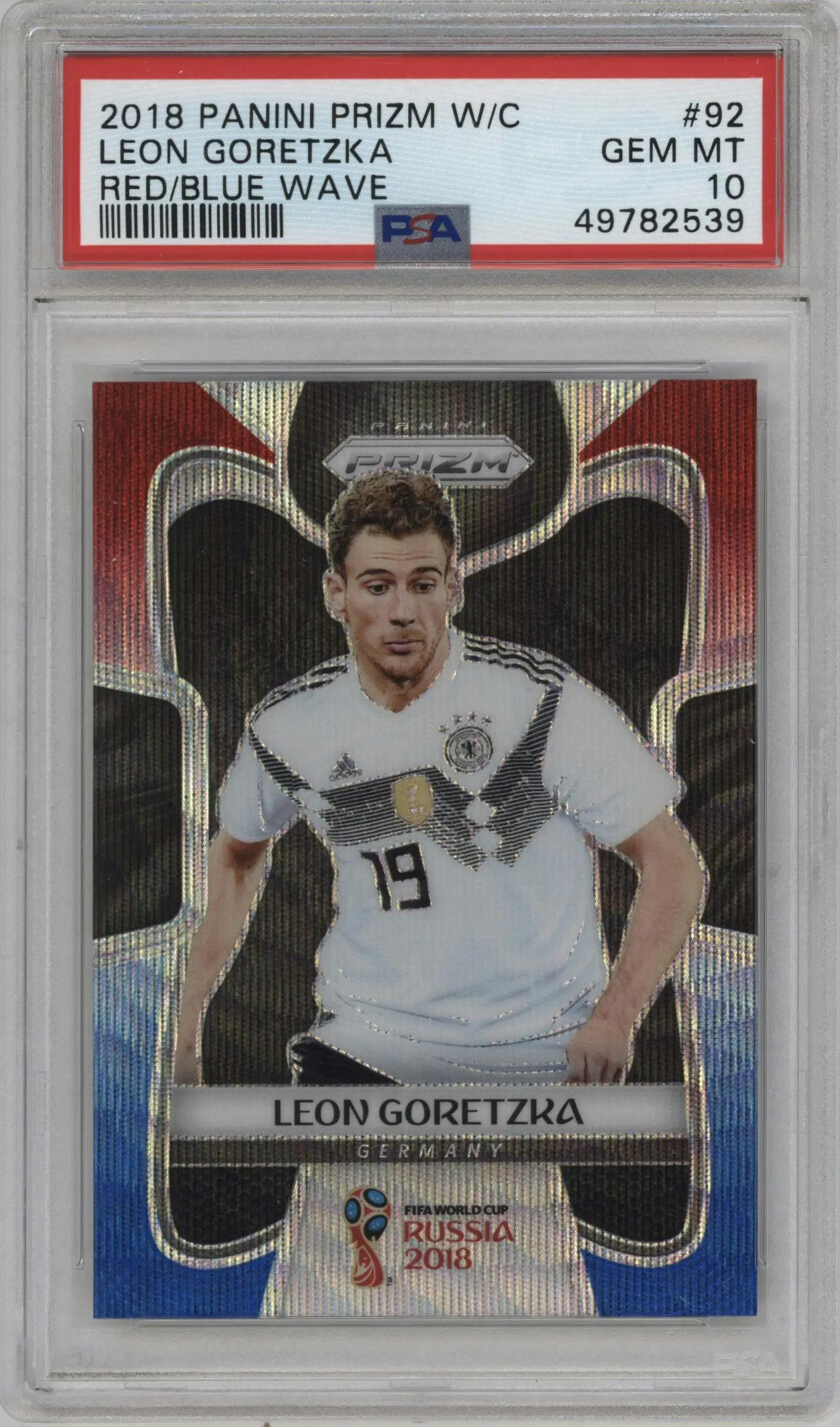 2018 Panini Prizm World Cup Leon Goretzka Red/Blue Wave #92 PSA 10