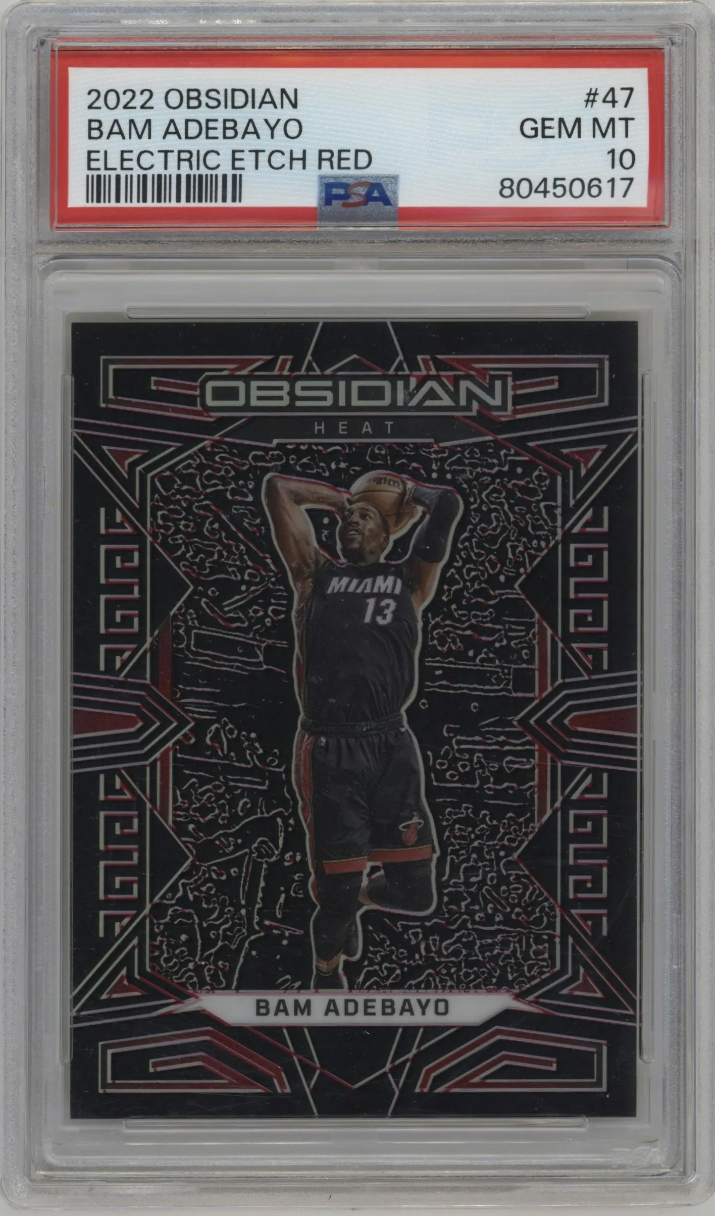 2022 Panini Obsidian Bam Adebayo Electric Etch Red PSA 10