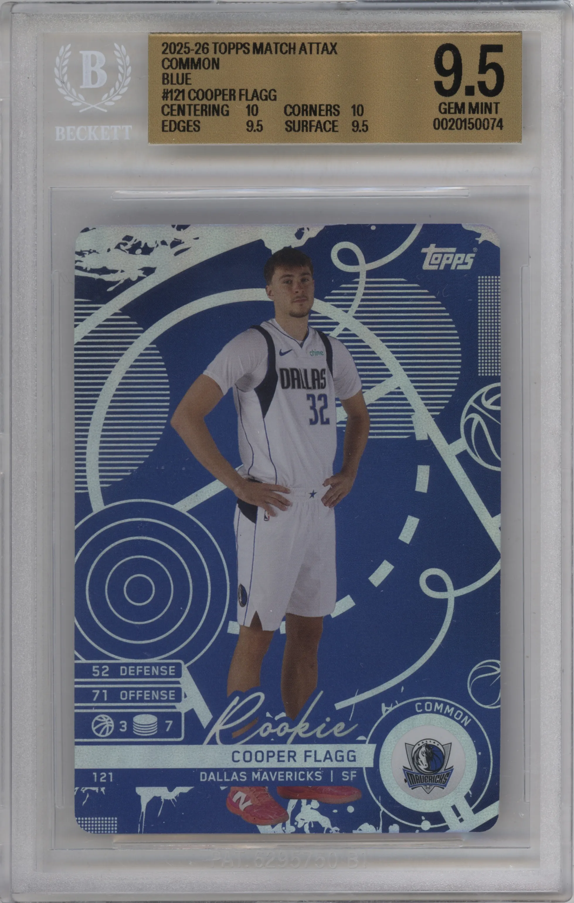 2025 Topps Match Attax Cooper Flagg Blue (Common) #121 BGS 9.5