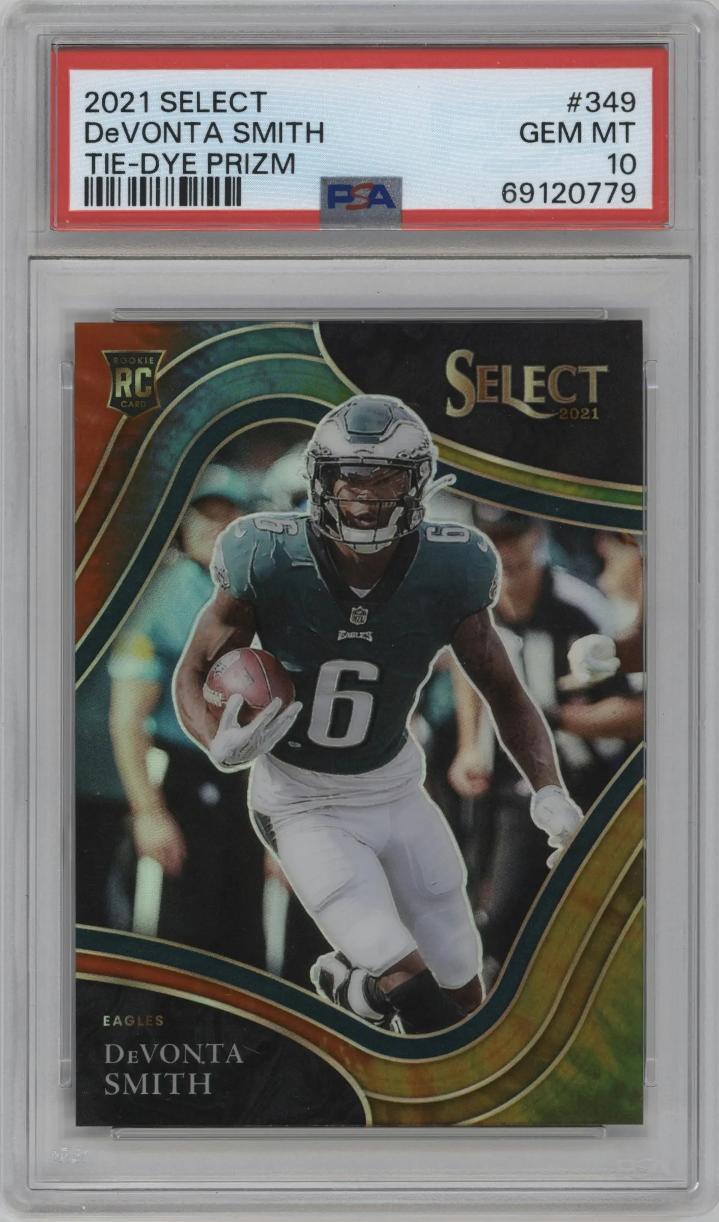 2021 Panini Select Field Lvl. DeVonta Smith Tie-Dye #349 PSA 10