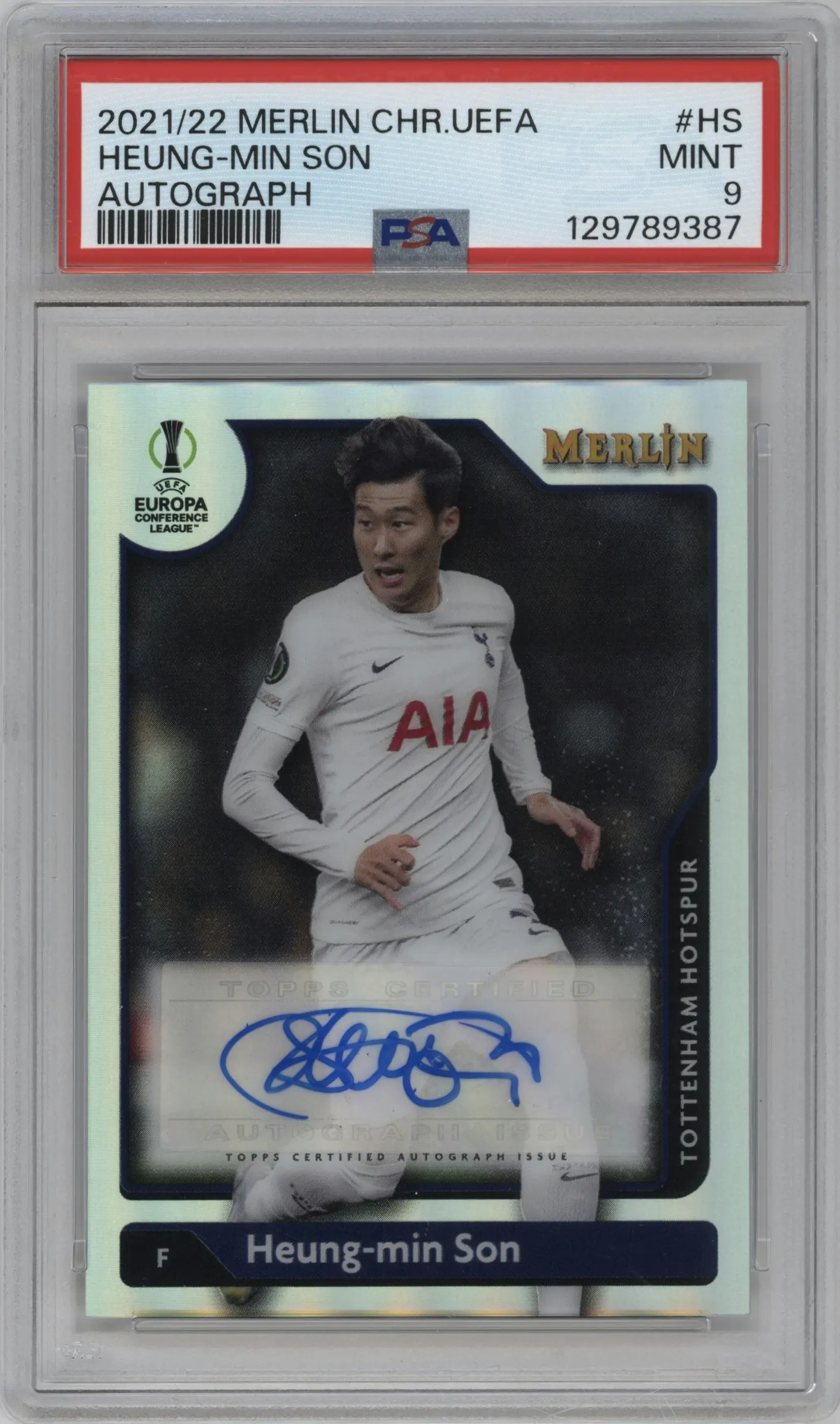 2021 Topps Merlin Chrome UEFA League Auto Heung-min Son PSA 9