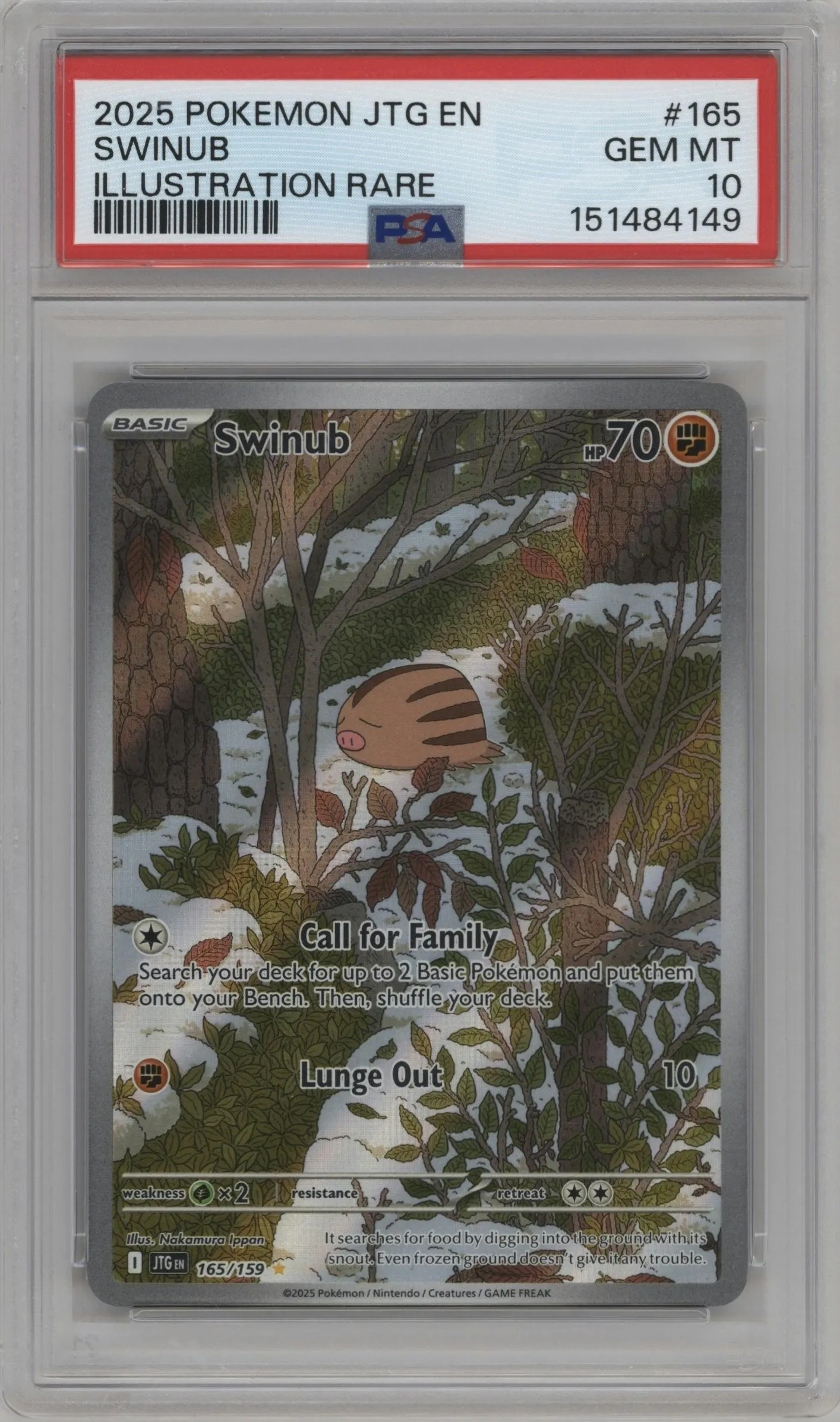 2025 Pokemon SV Journey Together Swinub #165 PSA 10