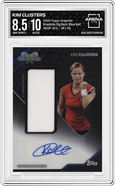 2026 Topps Graphite Graphite Sig.Relic Kim Clijsters Blue Ref. #GSR-KCS ARENA CLUB 8.5