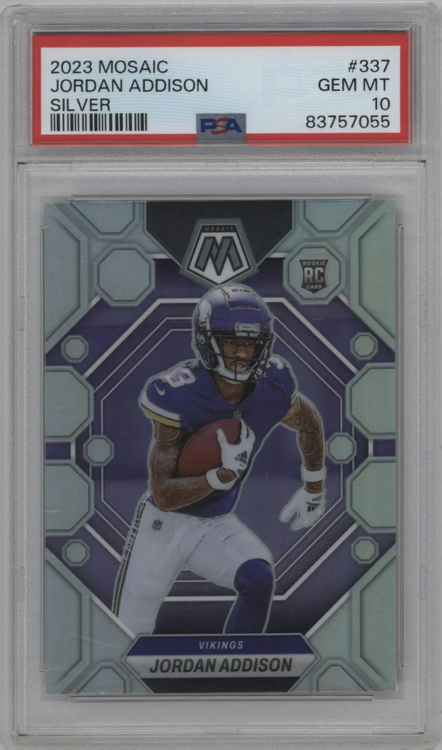 2023 Panini Mosaic Jordan Addison Silver #337 PSA 10