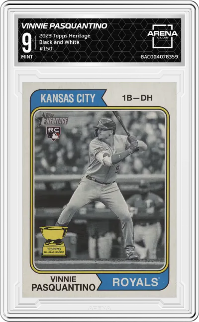 2023 Topps Heritage Vinnie Pasquantino Black and White #150 ARENA CLUB 9
