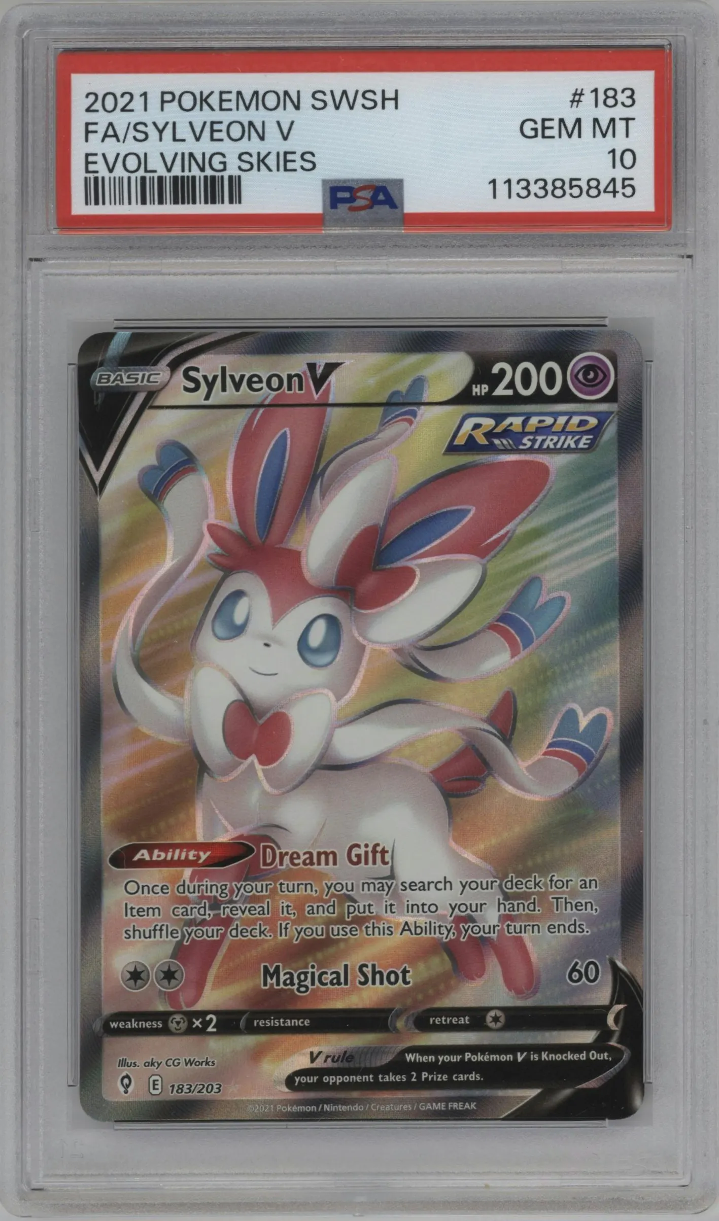 2021 Pokemon SWSH Evolving Skies Sylveon V #183 PSA 10