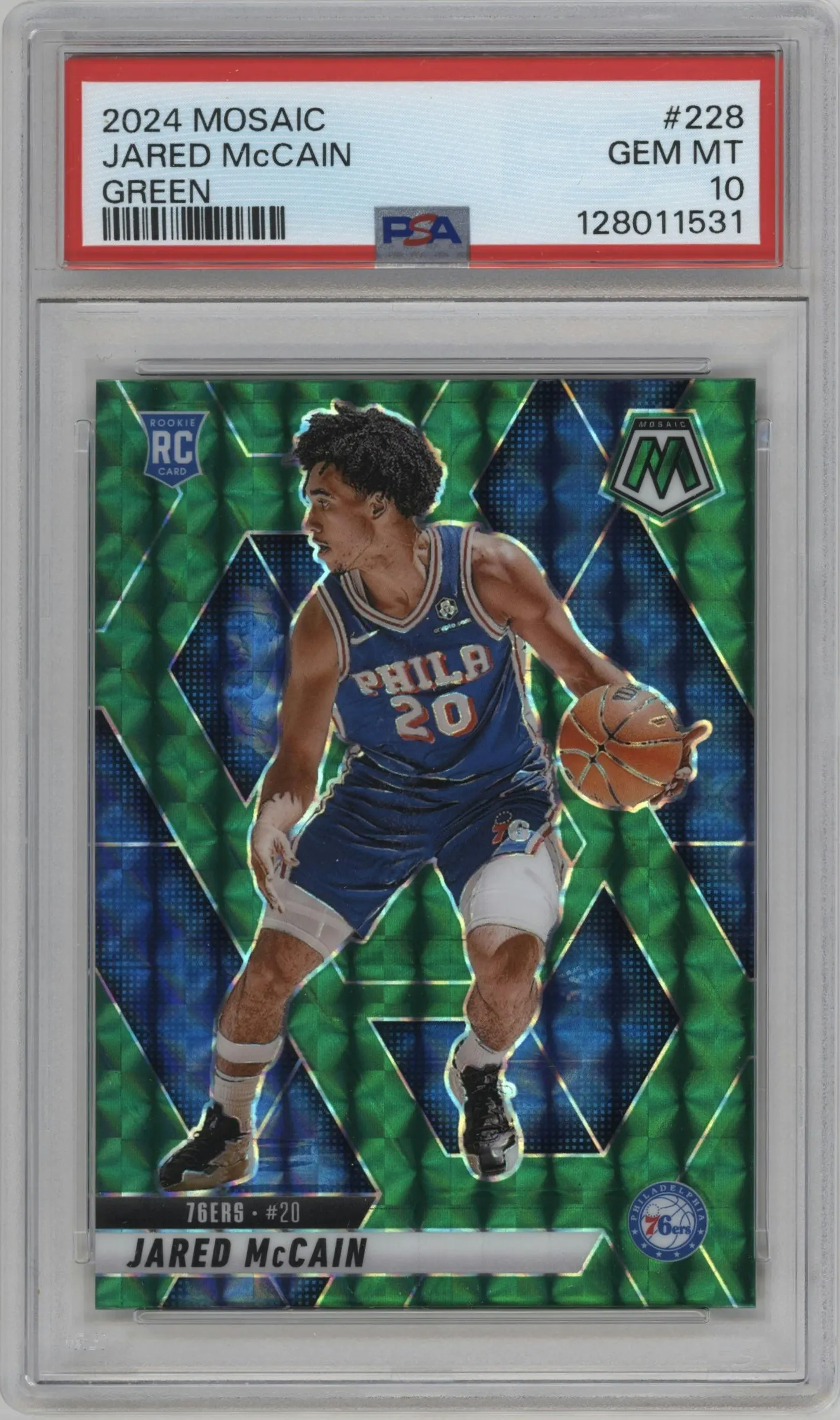 2024 Panini Mosaic Jared McCain Green Mosaic #228 PSA 10