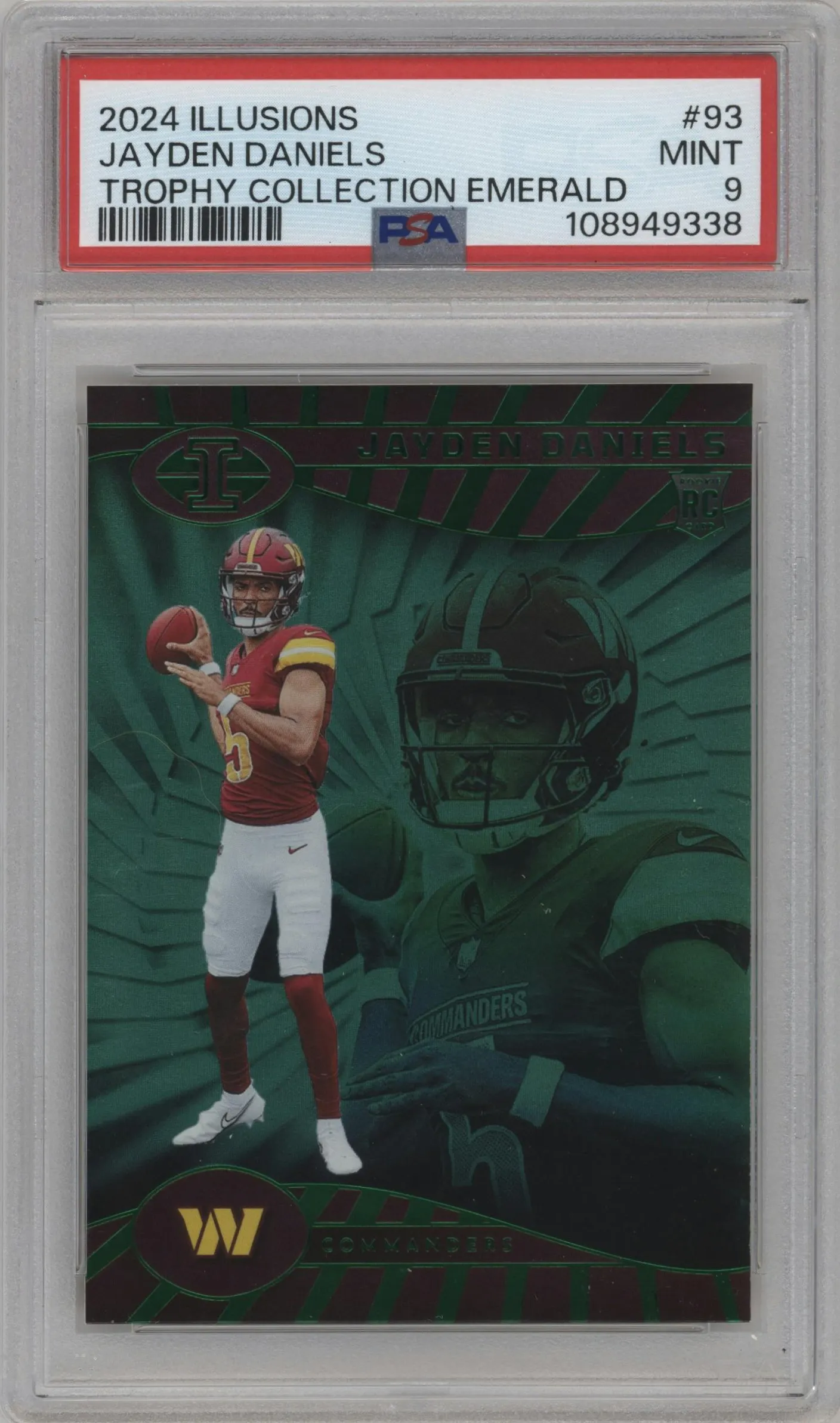 2024 Panini Illusions Jayden Daniels Emerald Trophy Collection #93 PSA 9