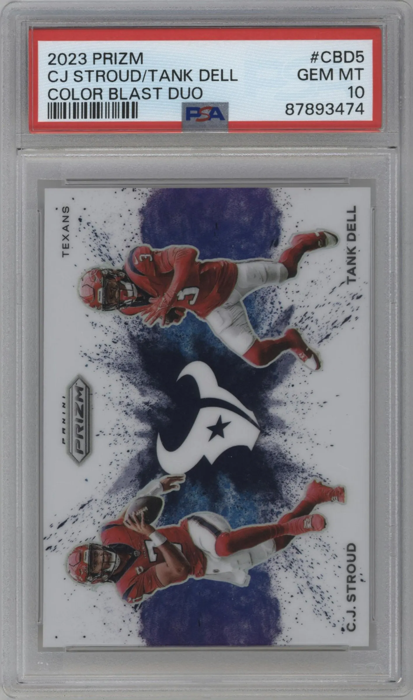 2023 Panini Prizm Color Blast Duo C.J. Stroud/Tank Dell #CBD-5 PSA 10