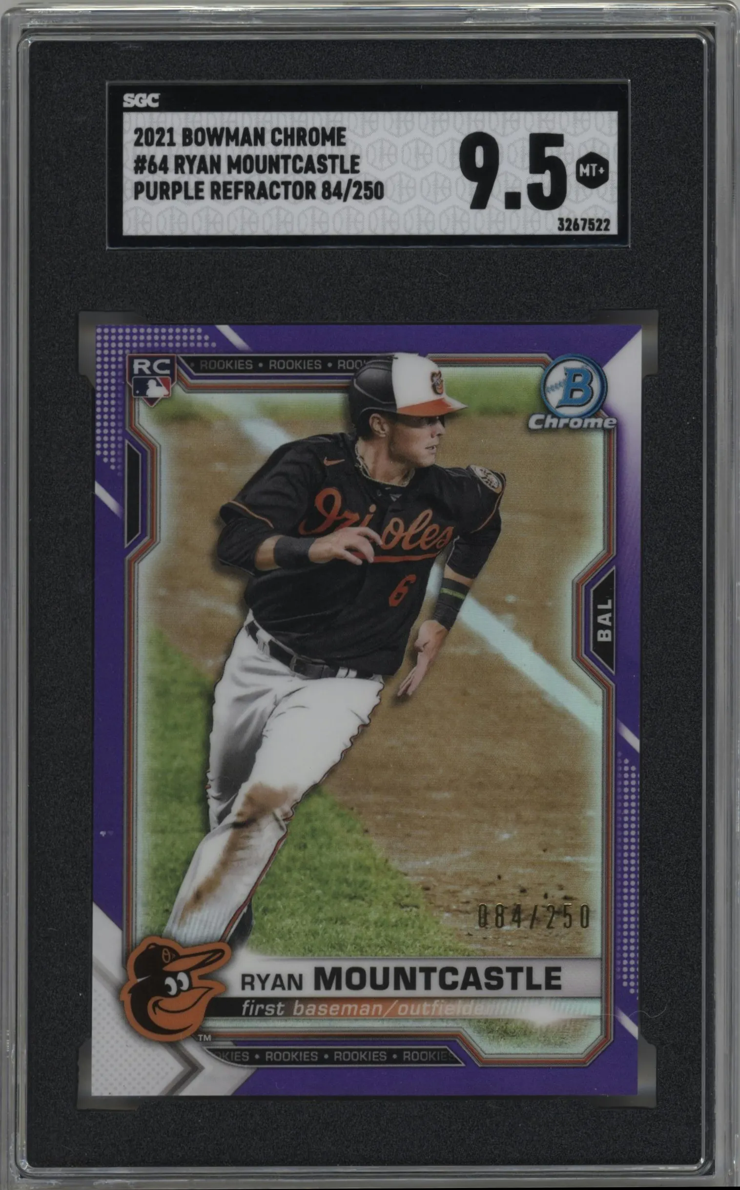 2021 Bowman Chrome Ryan Mountcastle Purple Refractor SGC 9.5