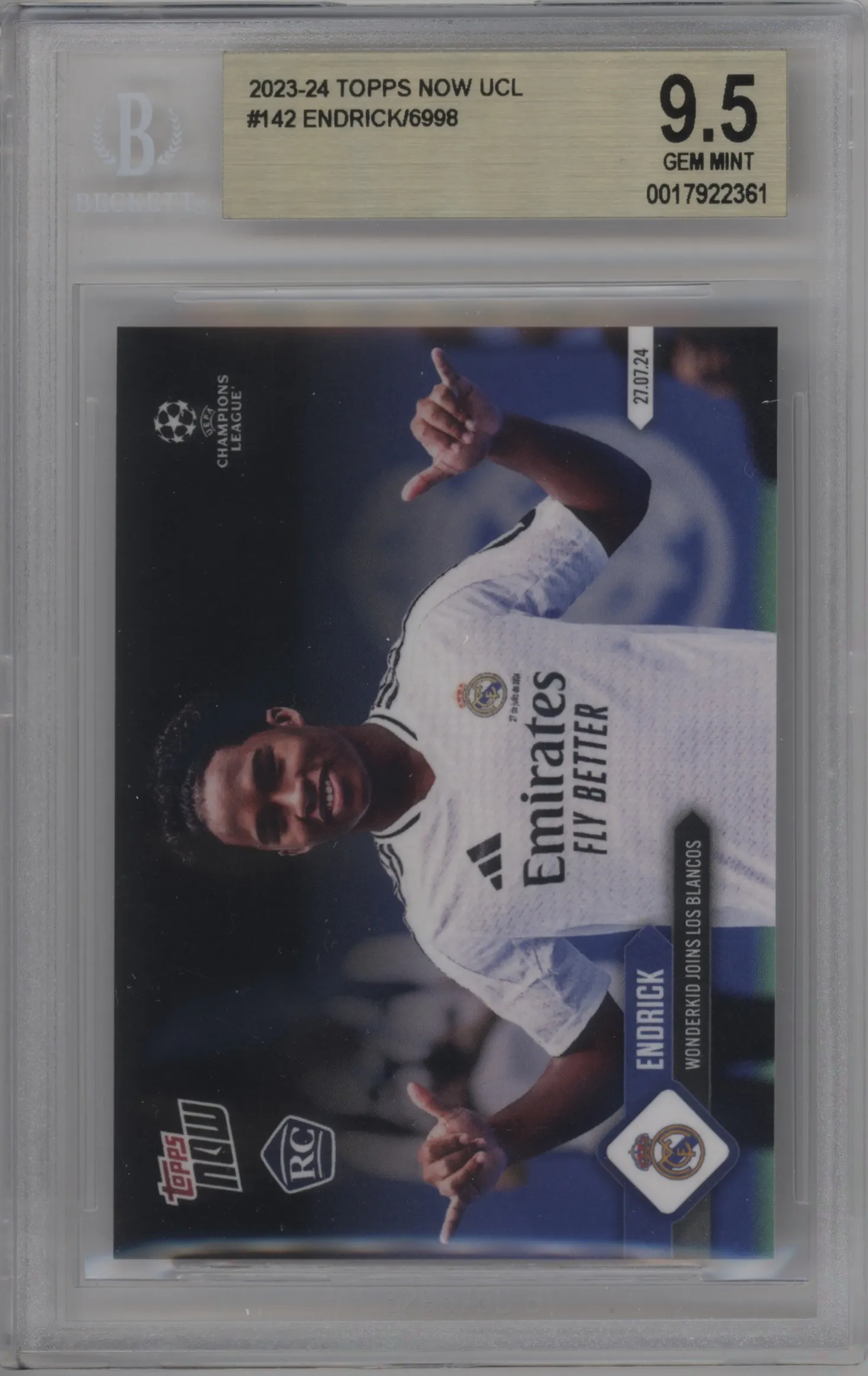 2023 Topps Now UEFA Champions League Endrick BGS 9.5
