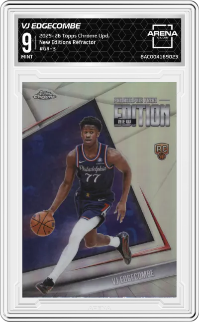 2025 Topps Chrome Update New Editions VJ Edgecombe Refractor #GR-3 ARENA CLUB 9