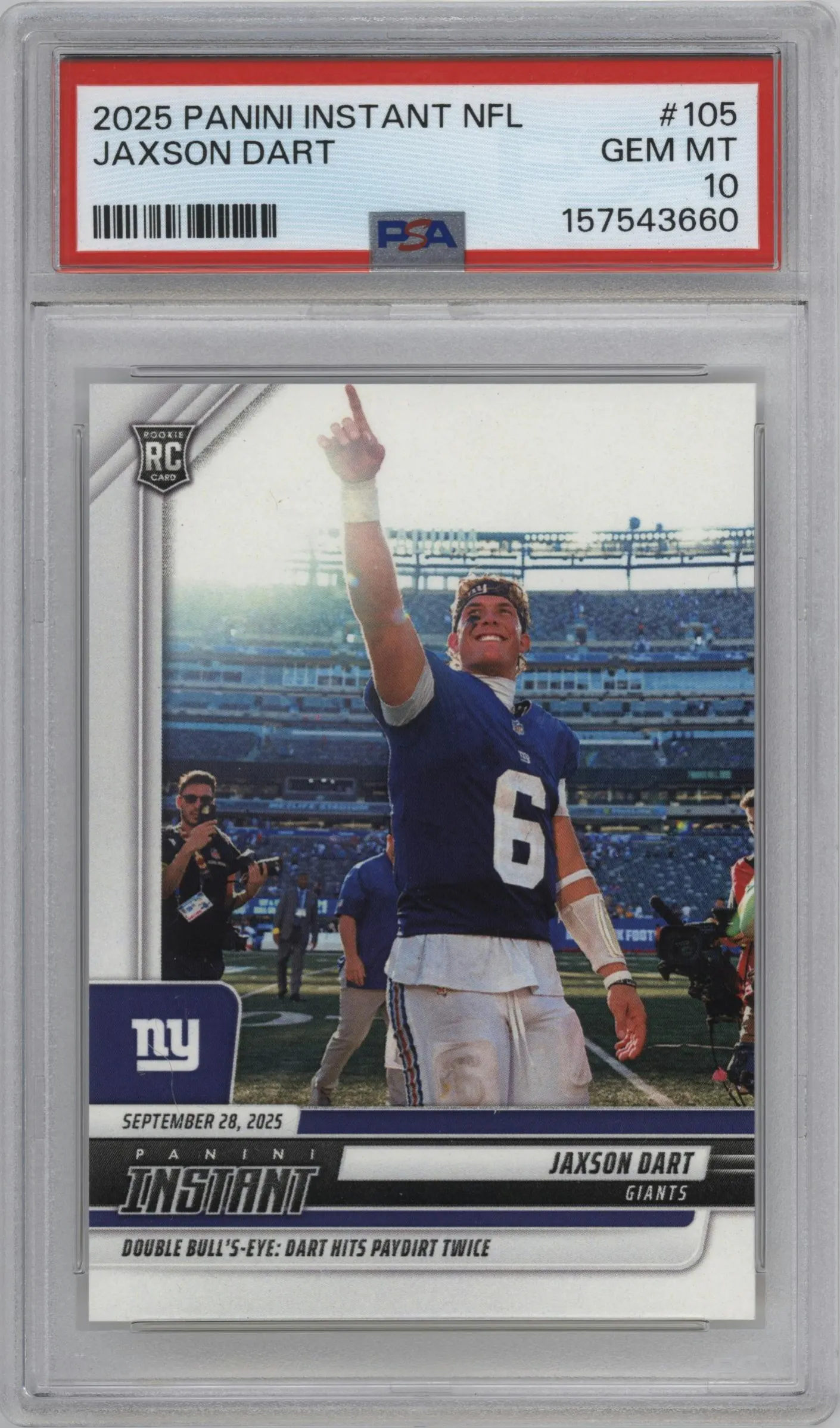 2025 Panini Instant Jaxson Dart #105 PSA 10