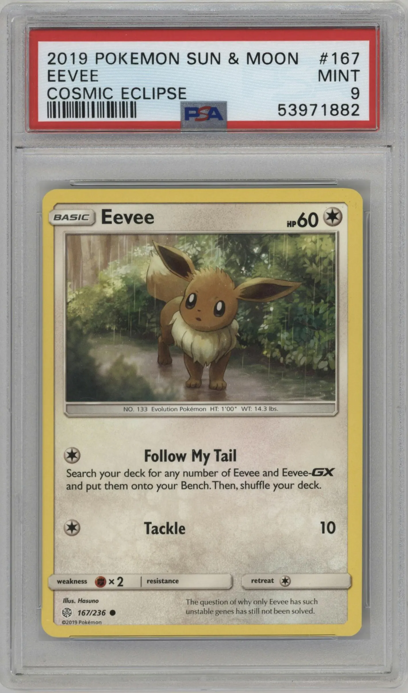 2019 Pokemon S&M Cosmic Eclipse Eevee #167 PSA 9