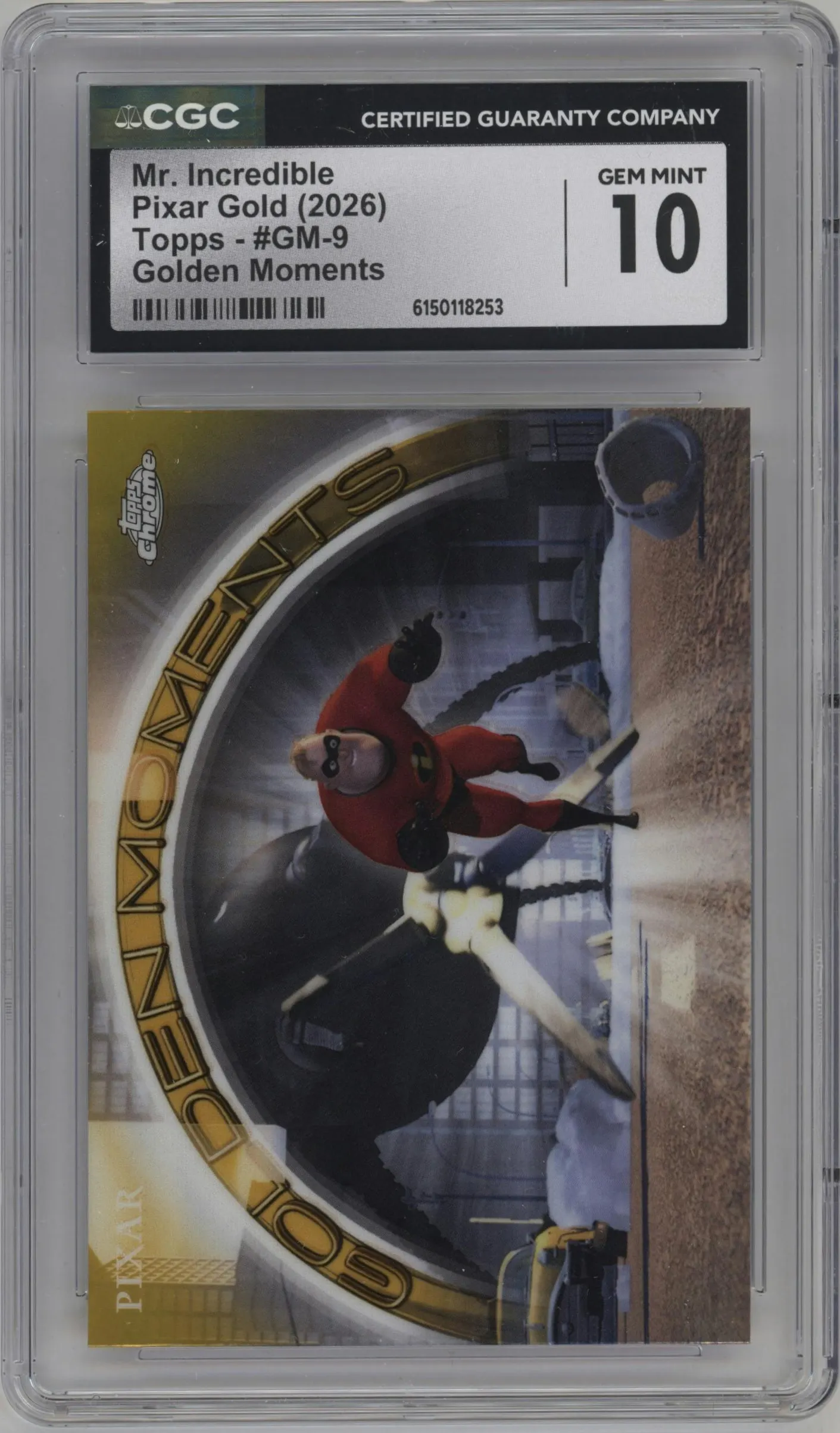 2025 Topps Pixar Gold Golden Moments Mr. Incredible Fights the Omnidroid #GM-9 CGC 10