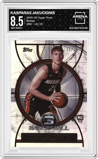2025 Topps Three Kasparas Jakucionis Bronze #80 ARENA CLUB 8.5