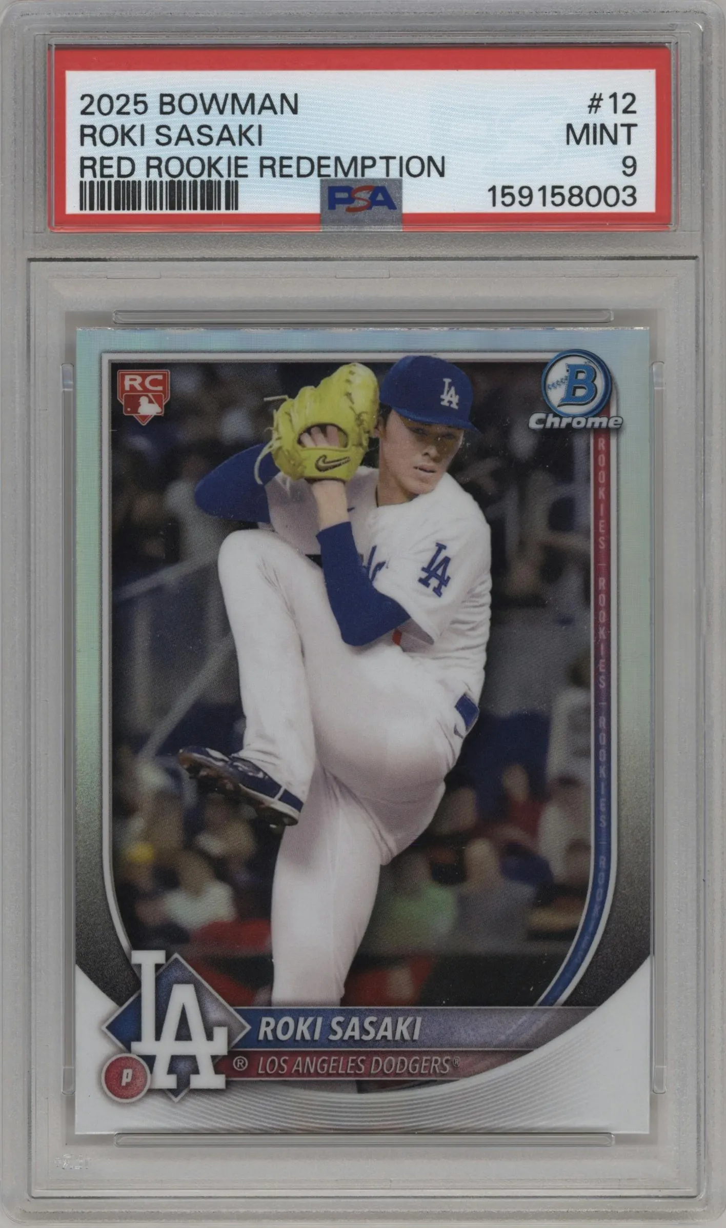 2025 Bowman Chrome Roki Sasaki Red Rookie Logo #12 PSA 9