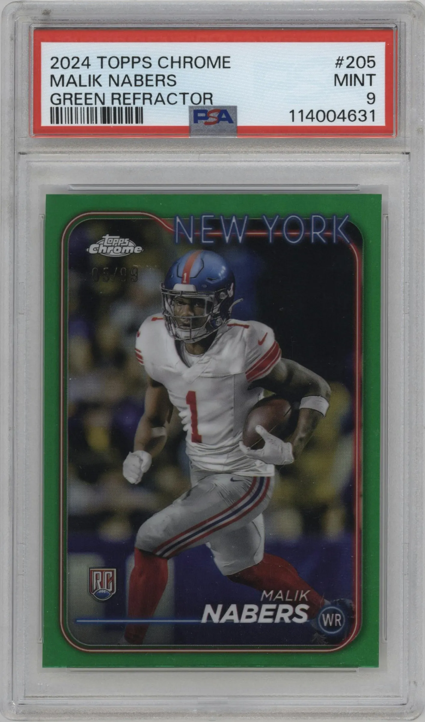 2024 Topps Chrome Malik Nabers Green Refractor #205 PSA 9