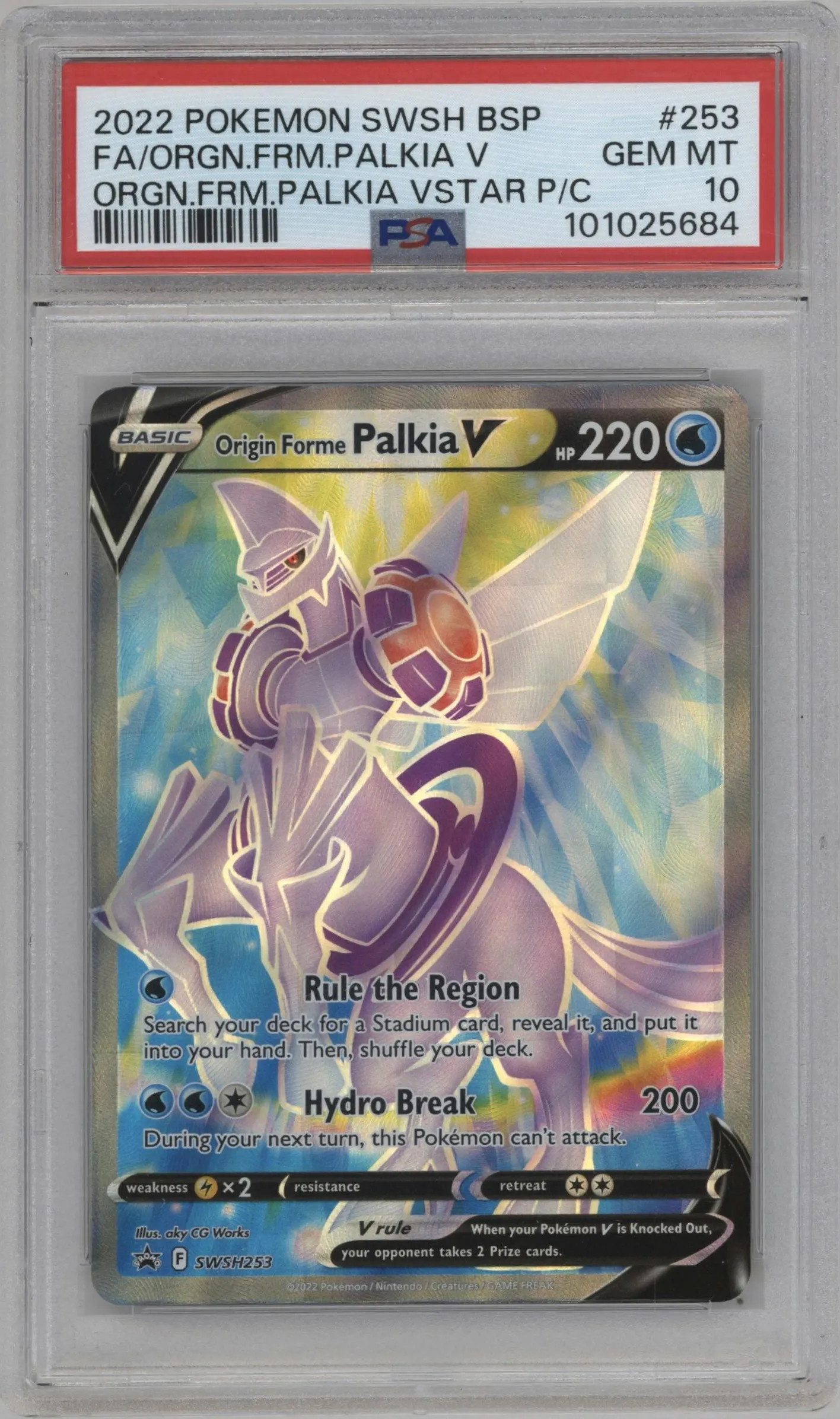 2022 Pokemon SWSH Origin Forme Palkia V Origin Forme Palkia VSTAR Premium Collection #SWSH253 PSA 10