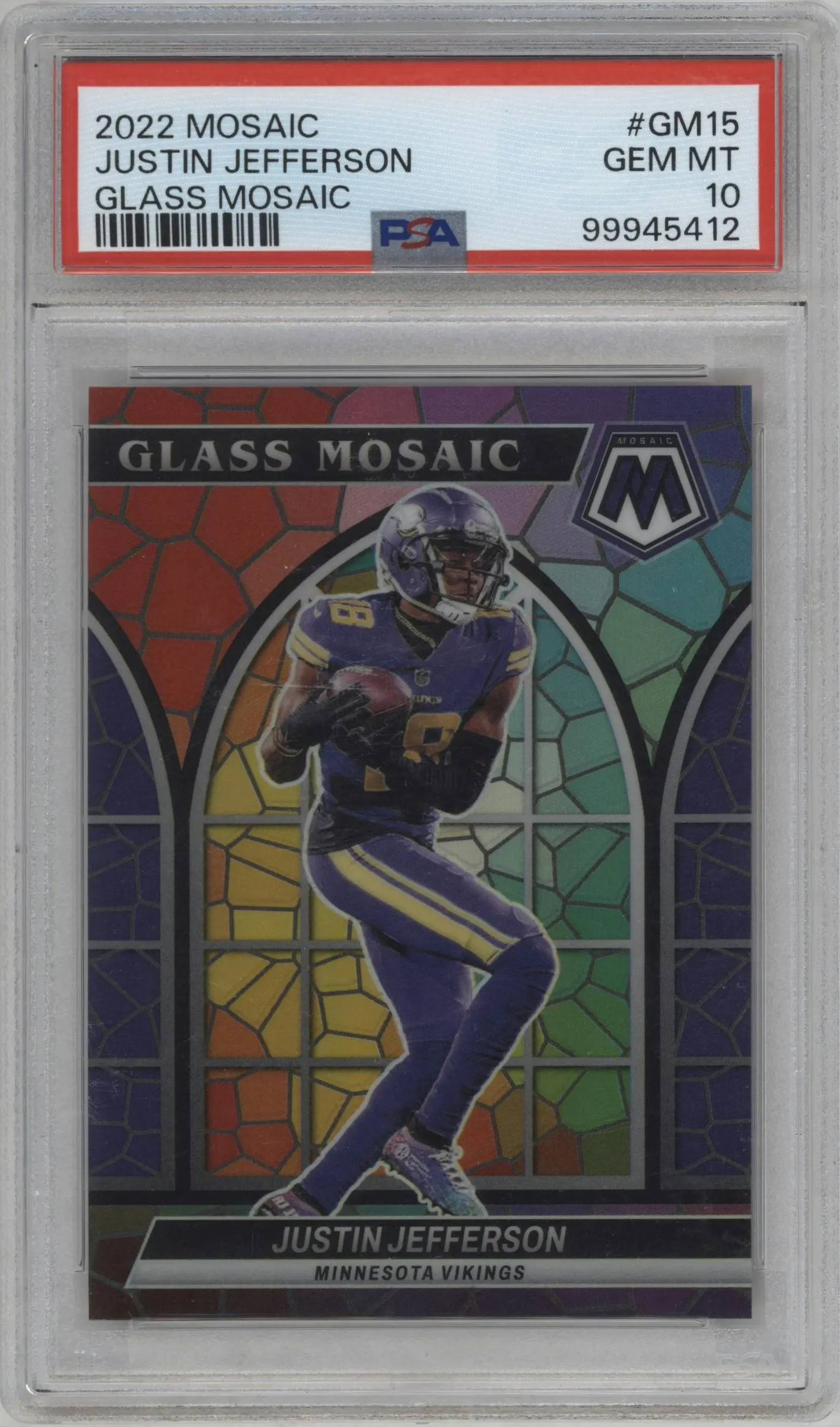 2022 Panini Mosaic Glass Mosaic Justin Jefferson #GM-15 PSA 10