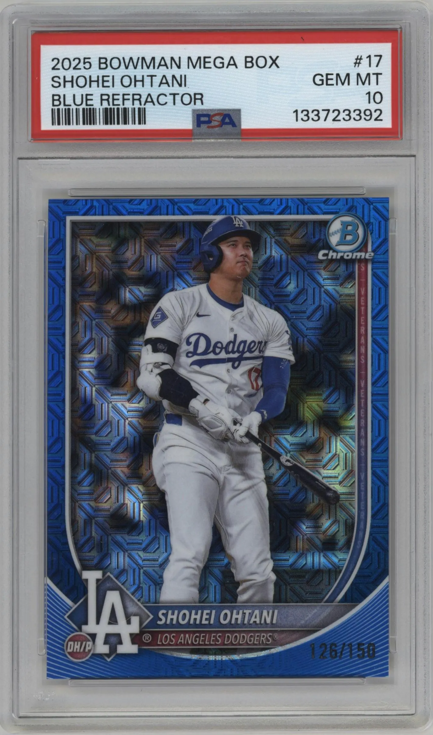 2025 Bowman Mega Box Chrome Shohei Ohtani Blue Refractor #17 PSA 10
