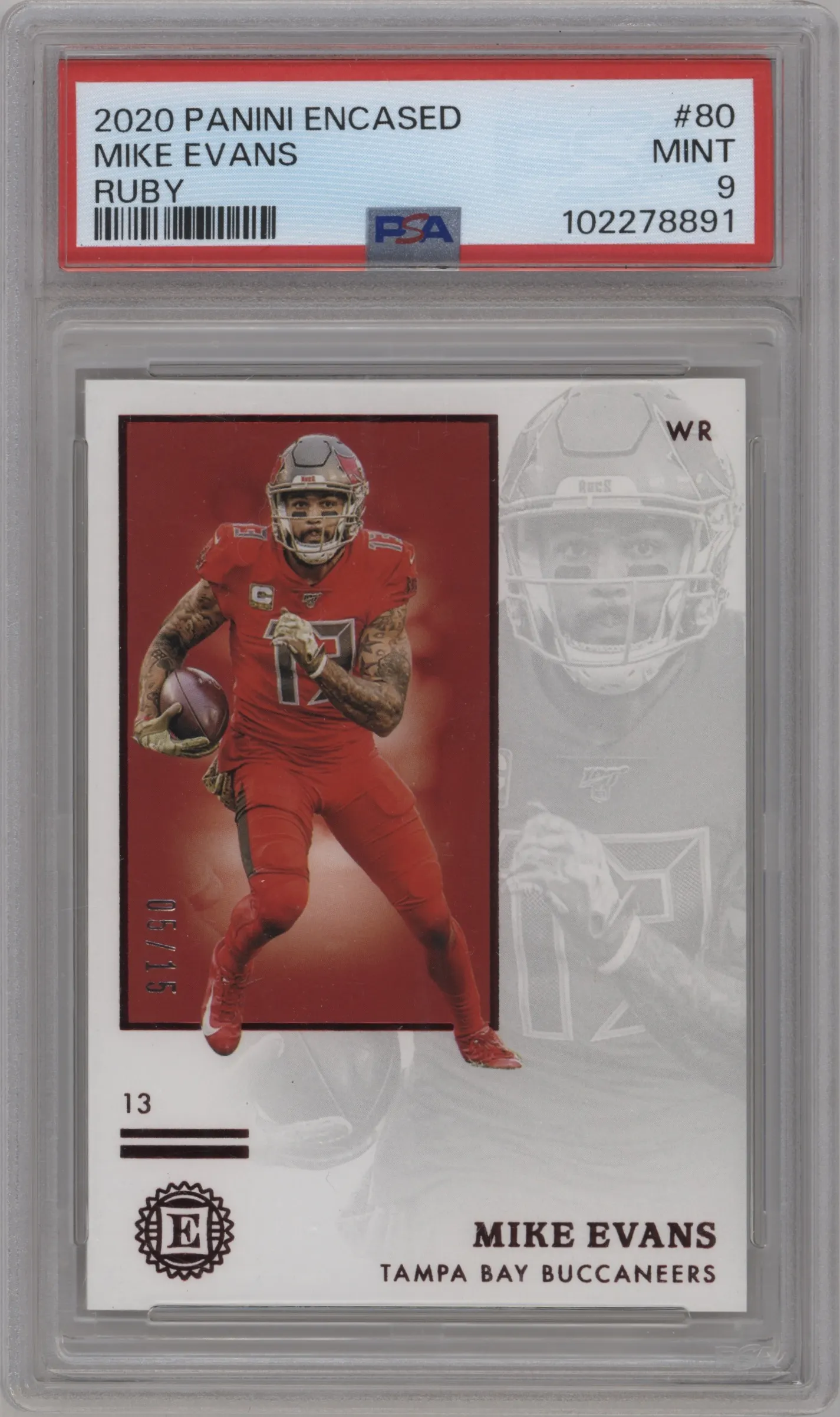 2020 Panini Encased Mike Evans Ruby #80 PSA 9