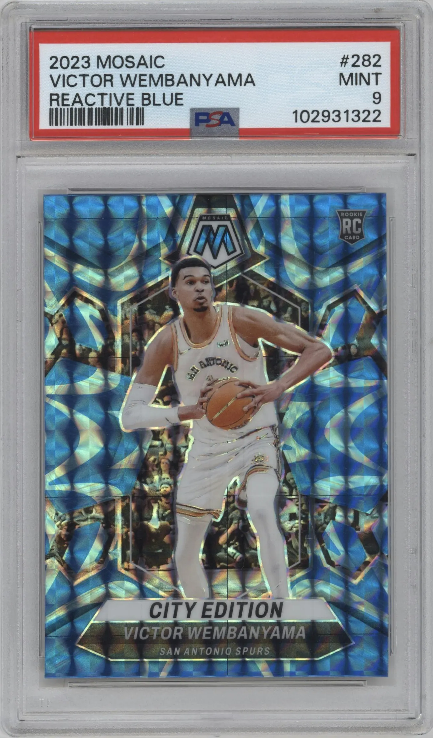 2023 Panini Mosaic Victor Wembanyama Reactive Blue #282 PSA 9